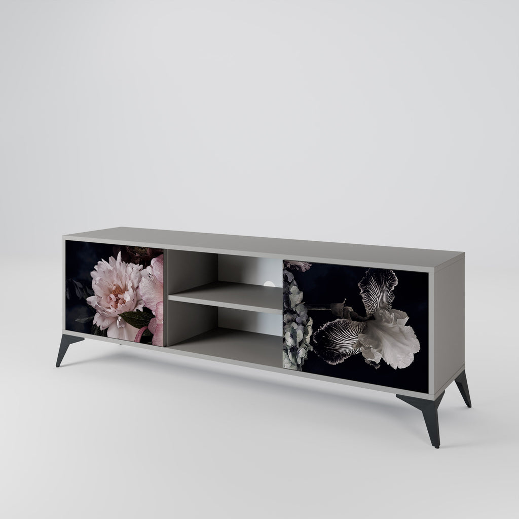 PURE BLOSSOM 2-Door TV Stand in Grey Finish
