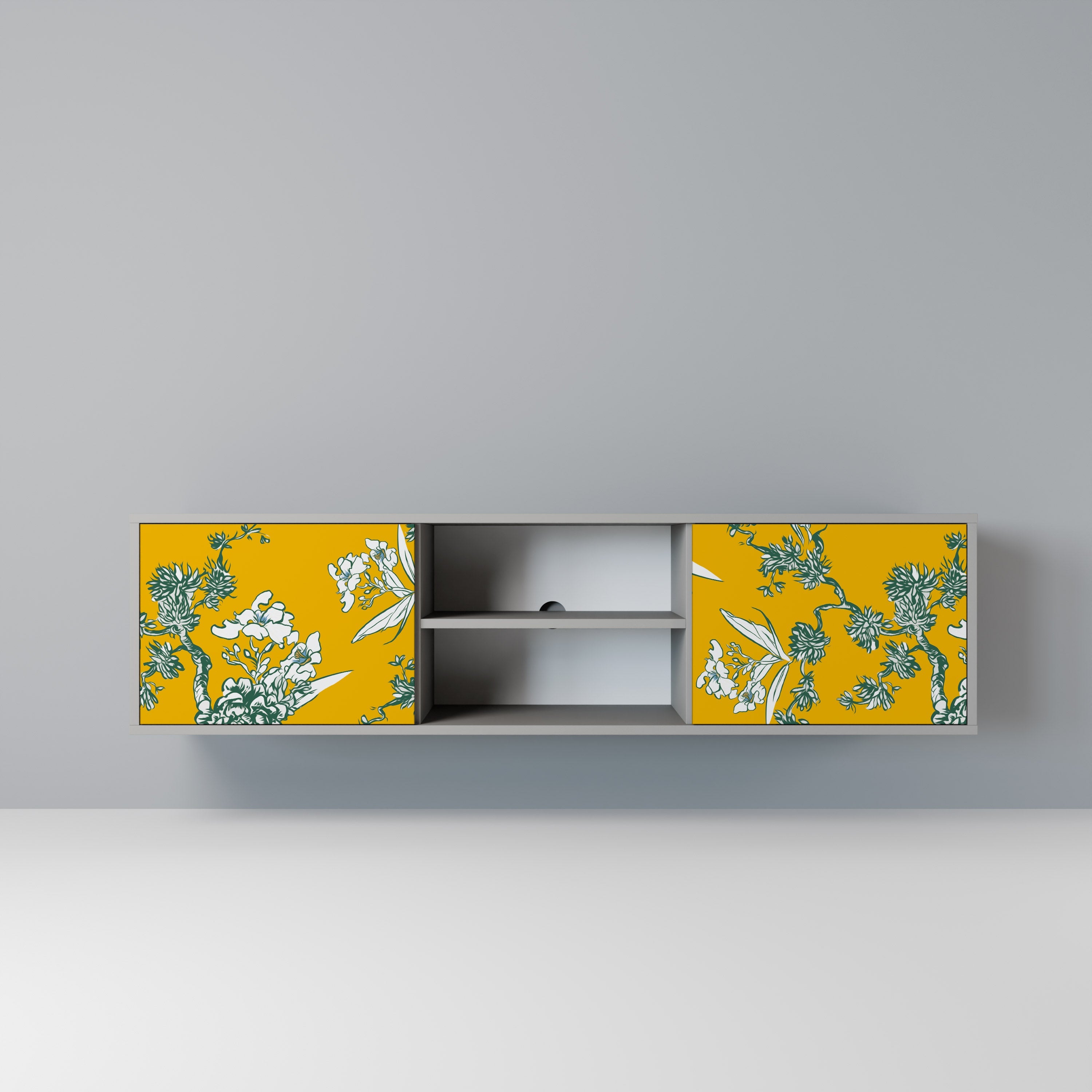 YELLOW CHINOISERIE TV-Lowboard mit 2 Türen in Grau