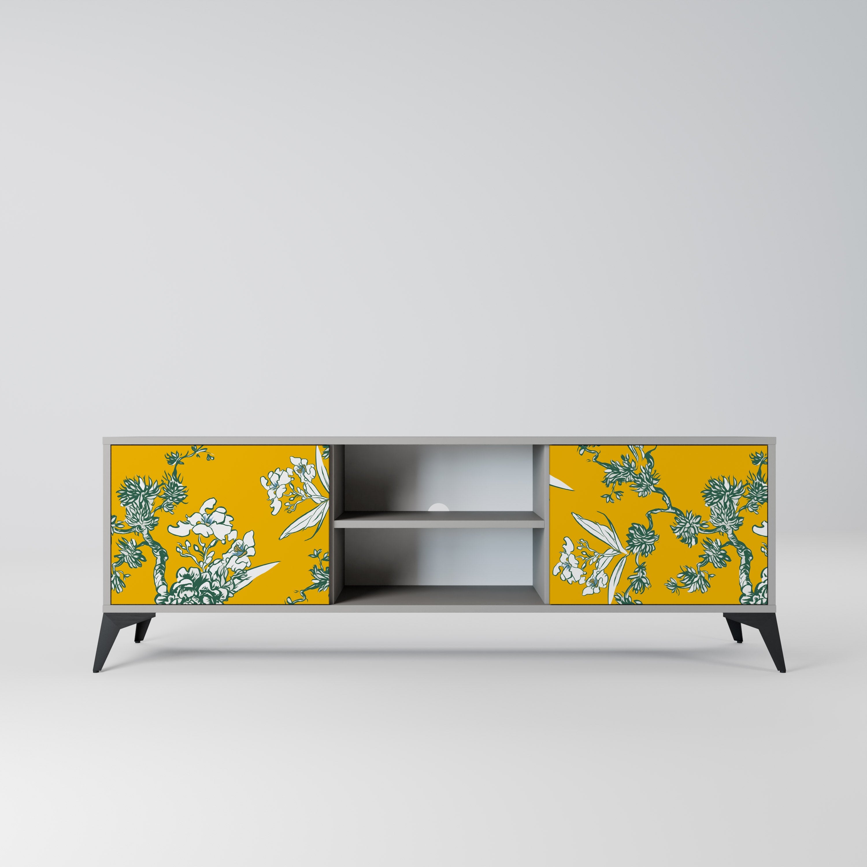 YELLOW CHINOISERIE TV-Lowboard mit 2 Türen in Grau