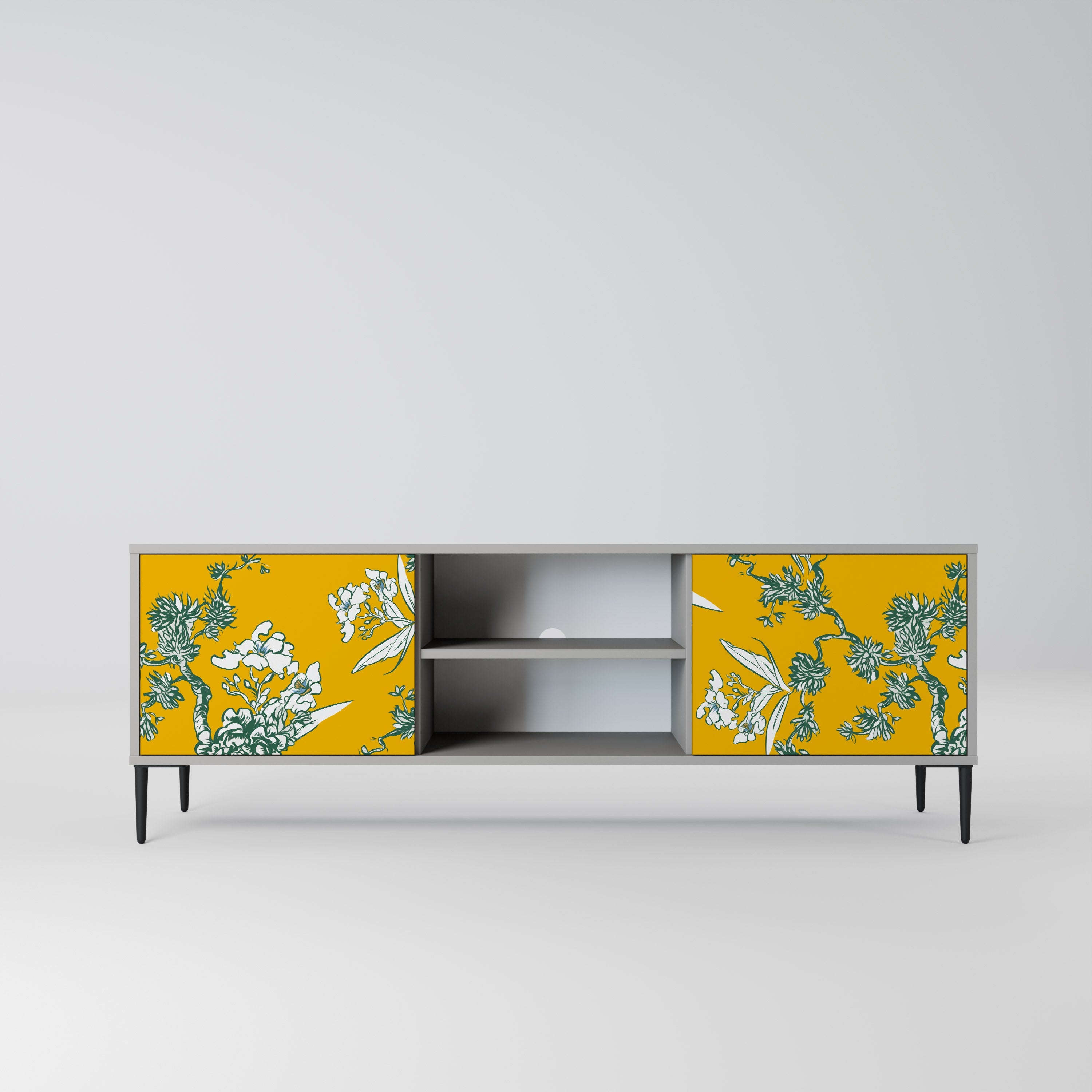 YELLOW CHINOISERIE TV-Lowboard mit 2 Türen in Grau