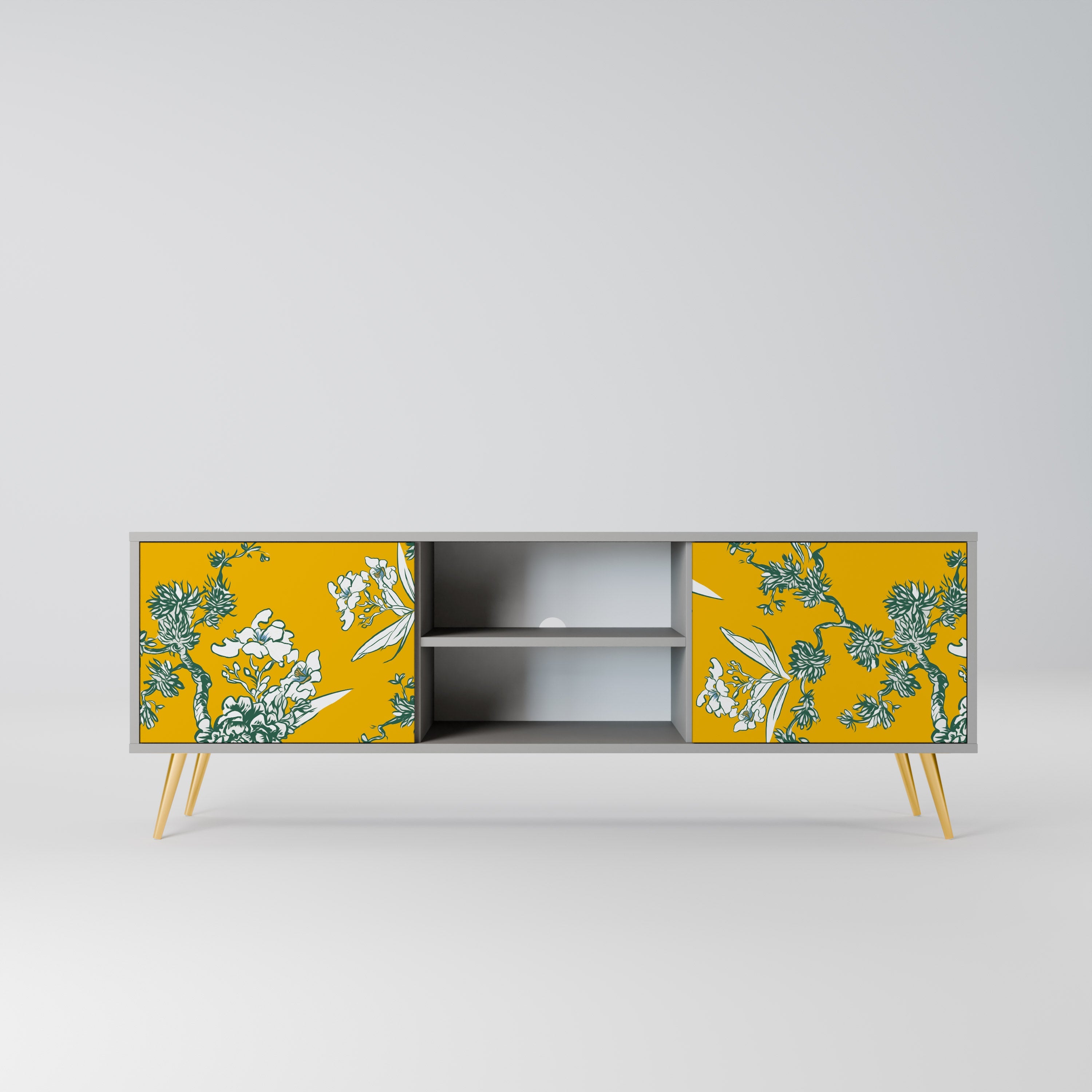 YELLOW CHINOISERIE TV-Lowboard mit 2 Türen in Grau