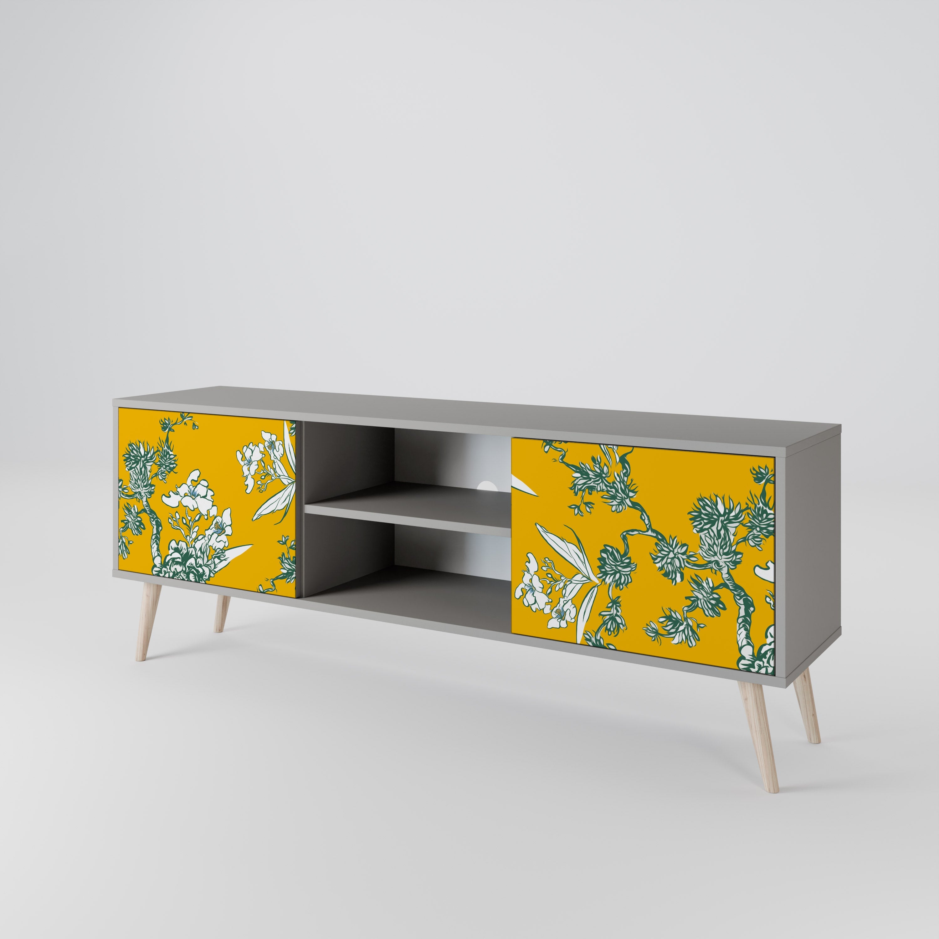 YELLOW CHINOISERIE TV-Lowboard mit 2 Türen in Grau