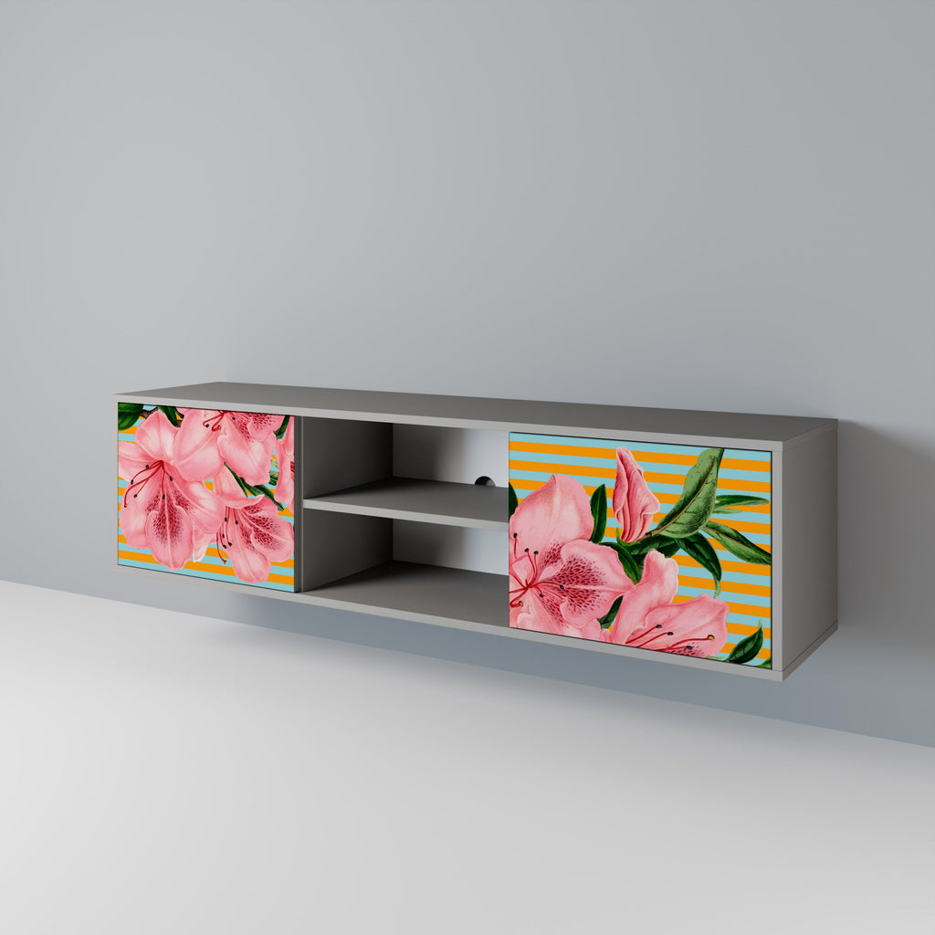 FRAGILE BEAUTY 2-Door TV Stand in Grey Finish