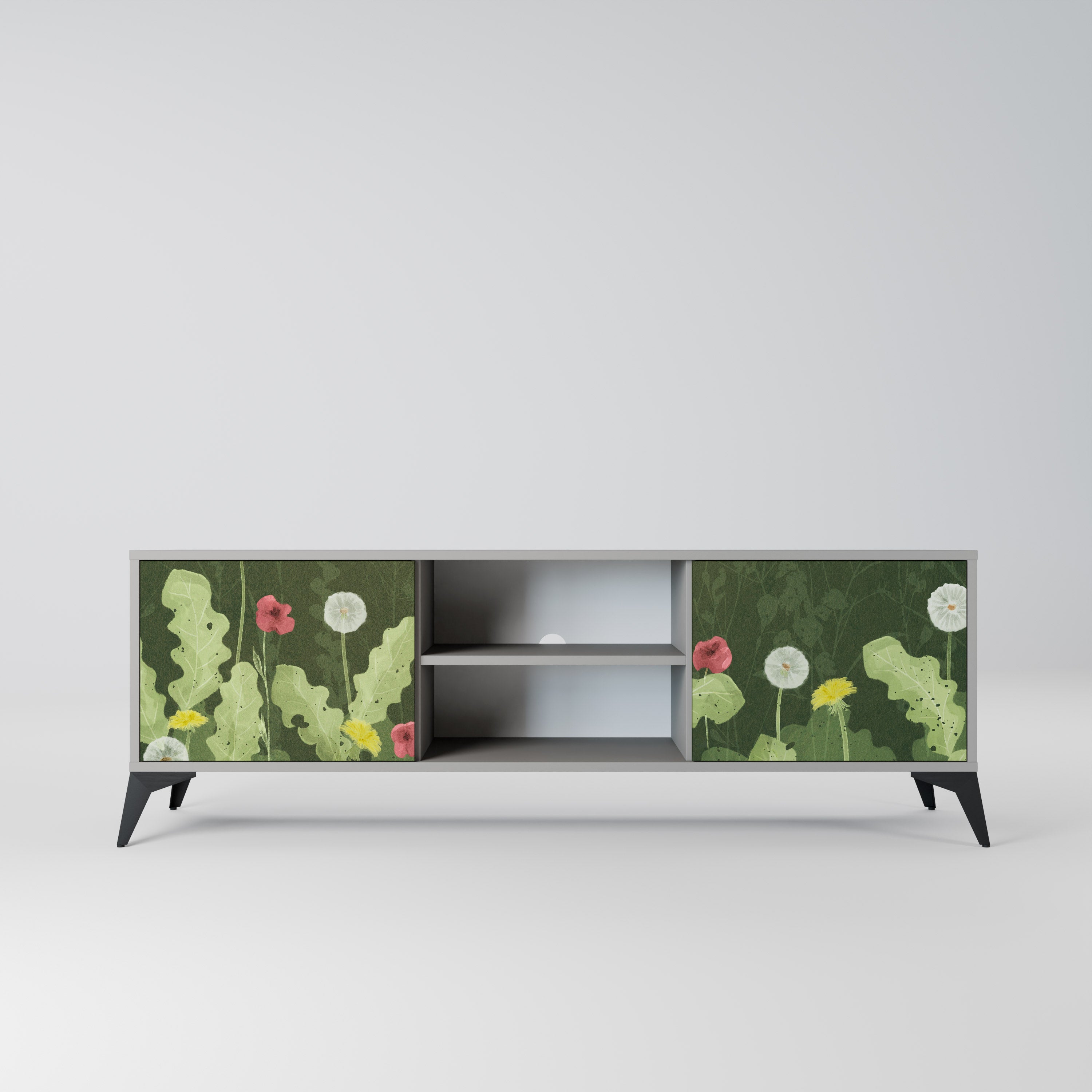 DANDELION AMUSE 2-Door TV Stand in Grey Finish