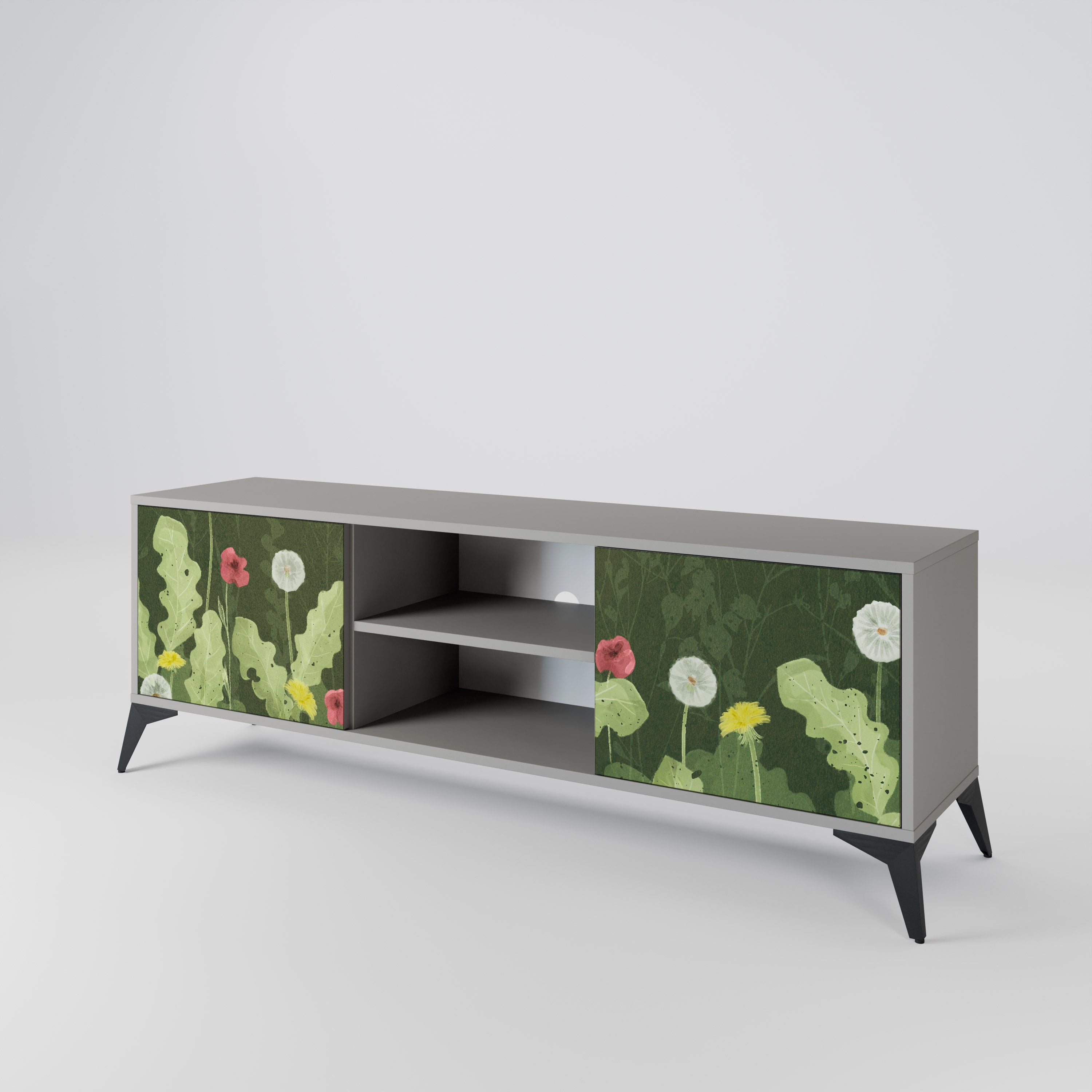 DANDELION AMUSE 2-Door TV Stand in Grey Finish
