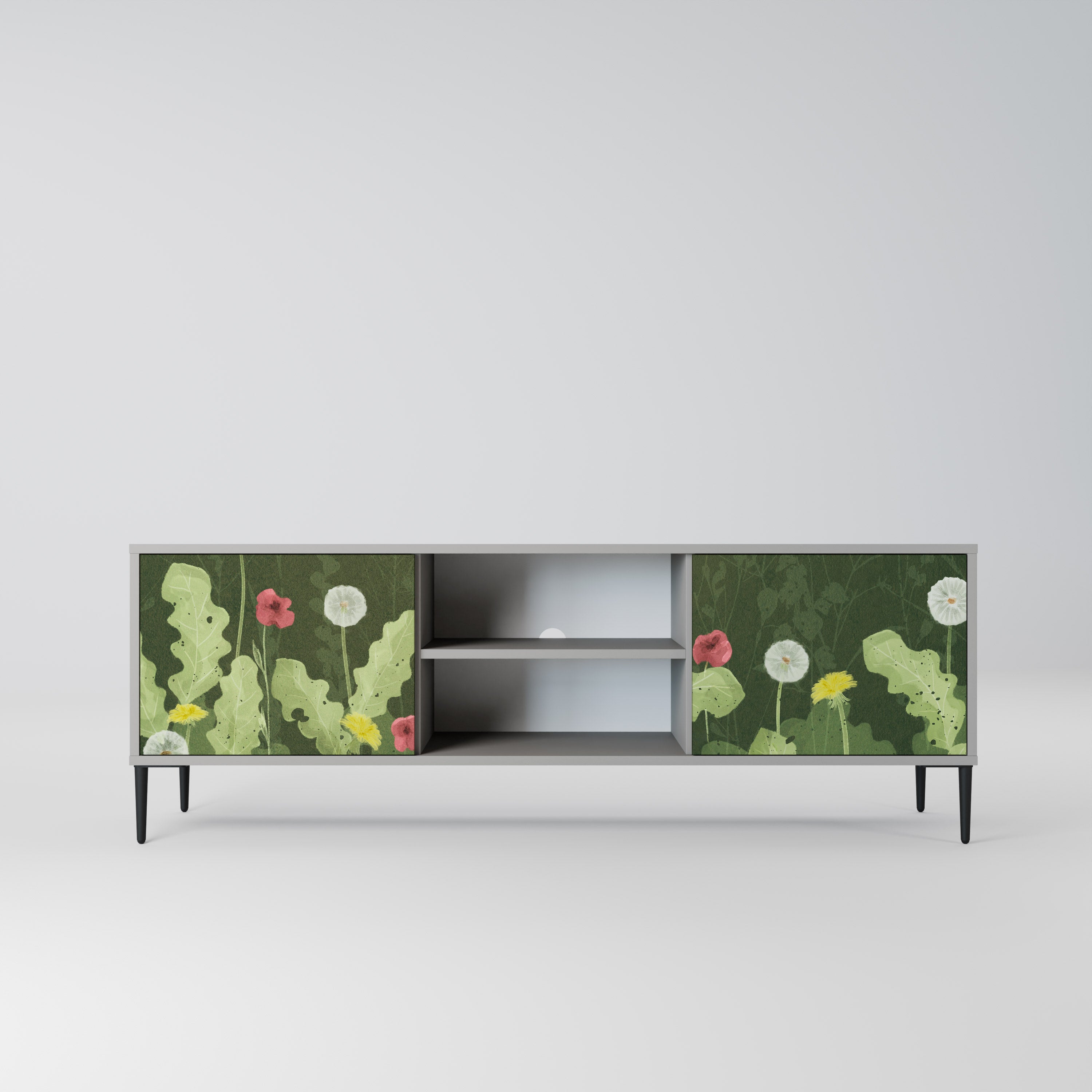 DANDELION AMUSE 2-Door TV Stand in Grey Finish
