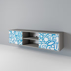 BLOOMY MORNING 2-Door TV Stand in Grey Finish