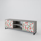FLOWERS AND STRAWBERRIES 2-Door TV Stand in Grey Finish