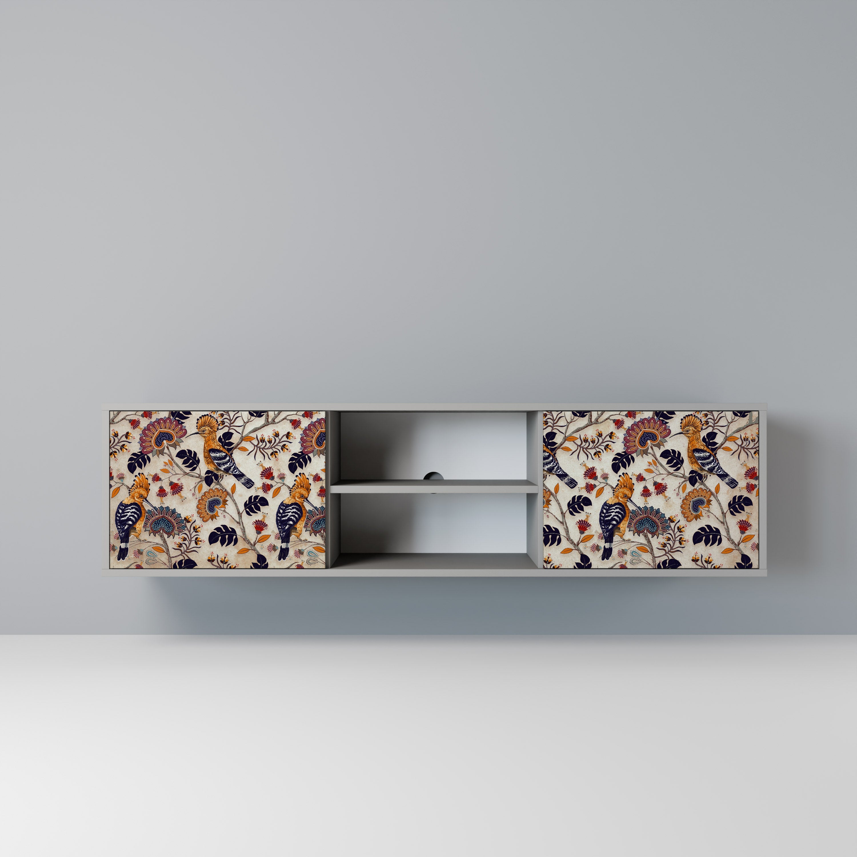 EMINENT HOOPOE 2-Door TV Stand in Grey Finish