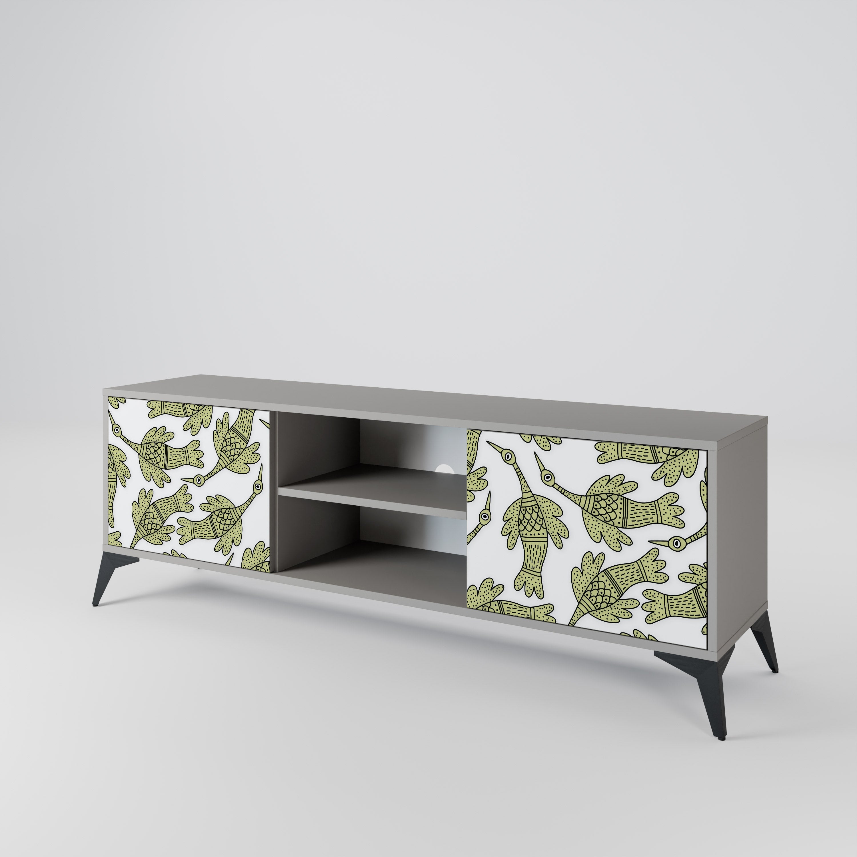SEEDLING SONGBIRD 2-Door TV Stand in Grey Finish