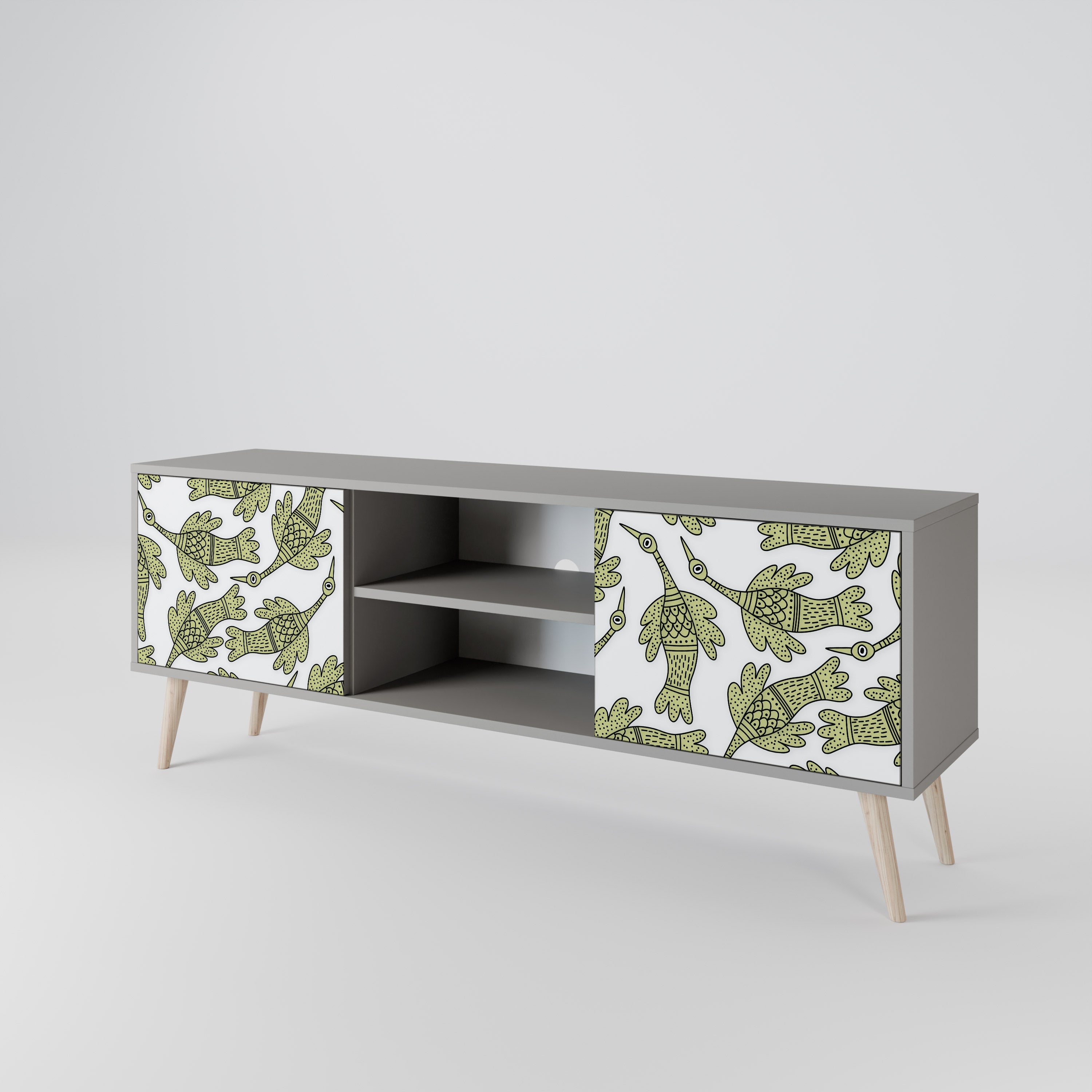 SEEDLING SONGBIRD 2-Door TV Stand in Grey Finish