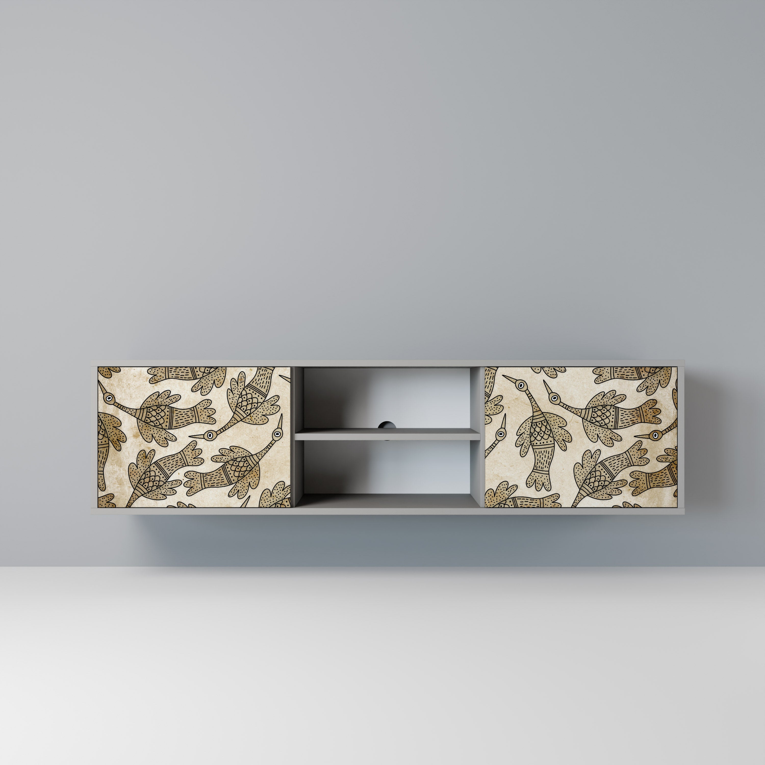 ALMONDINE SONGBIRD 2-Door TV Stand in Grey Finish