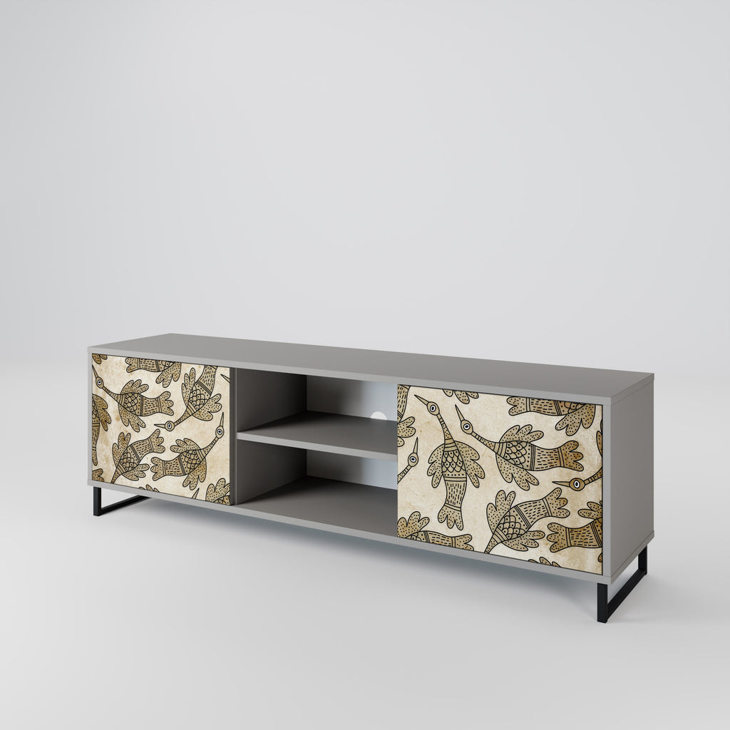 ALMONDINE SONGBIRD 2-Door TV Stand in Grey Finish