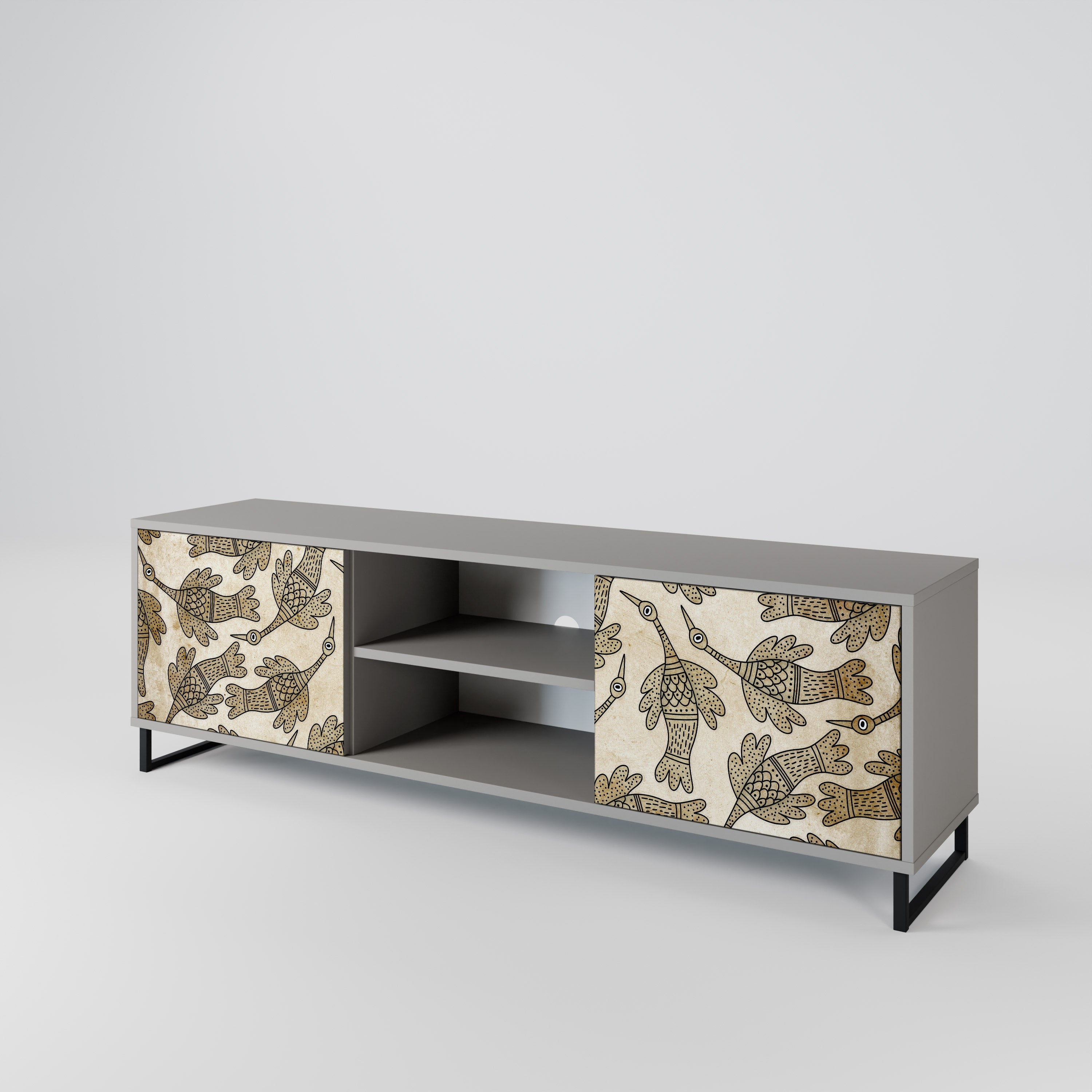 ALMONDINE SONGBIRD 2-Door TV Stand in Grey Finish