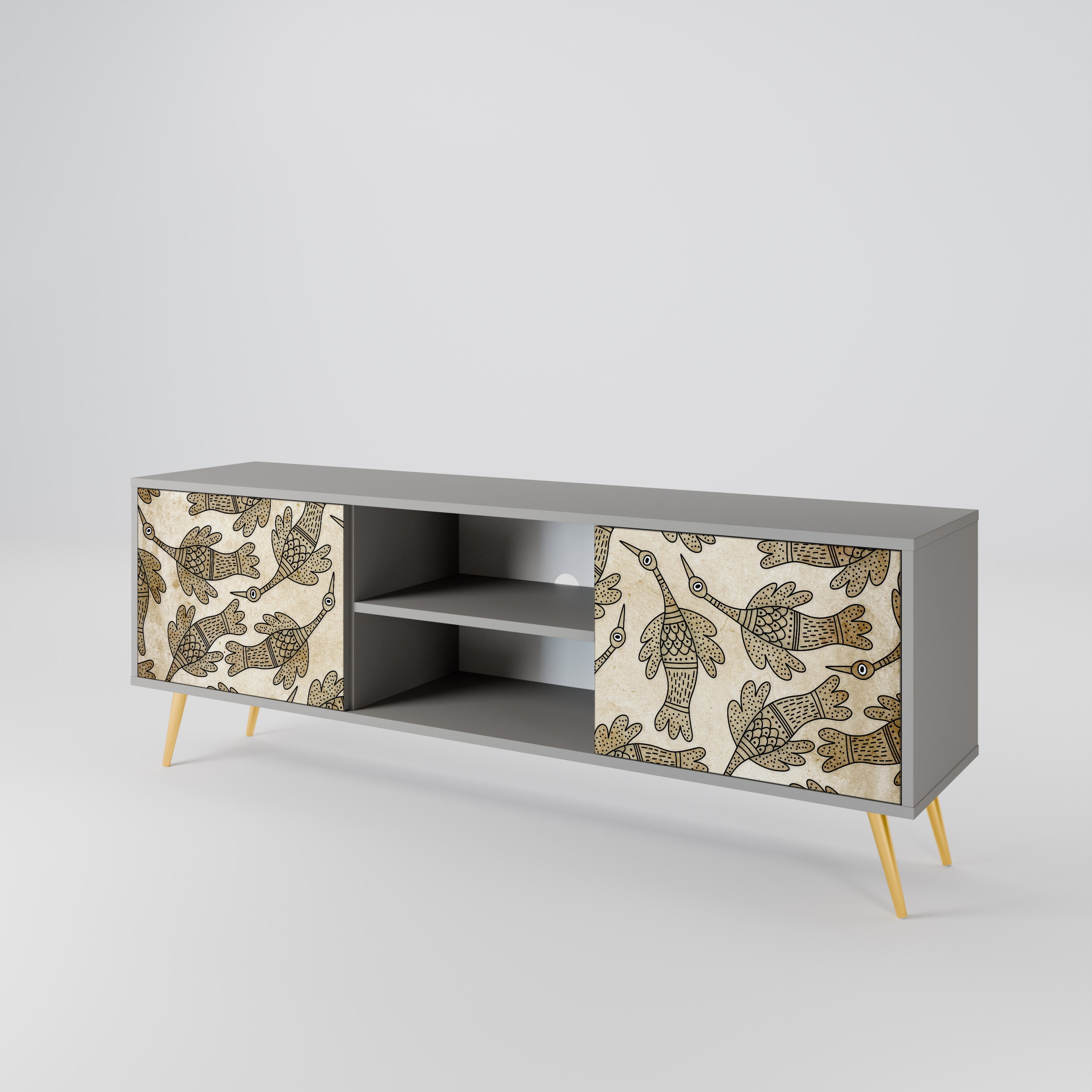 ALMONDINE SONGBIRD 2-Door TV Stand in Grey Finish