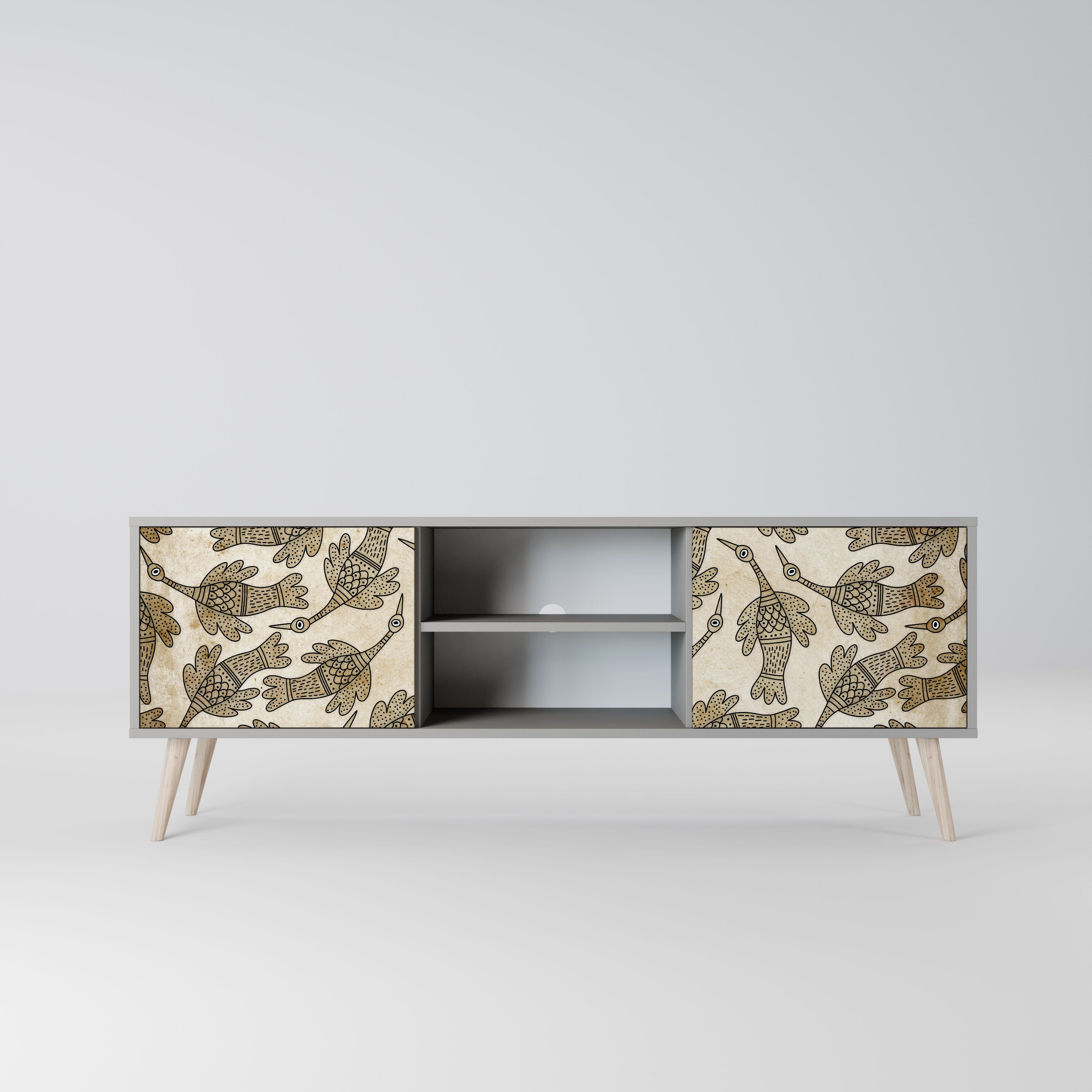 ALMONDINE SONGBIRD 2-Door TV Stand in Grey Finish