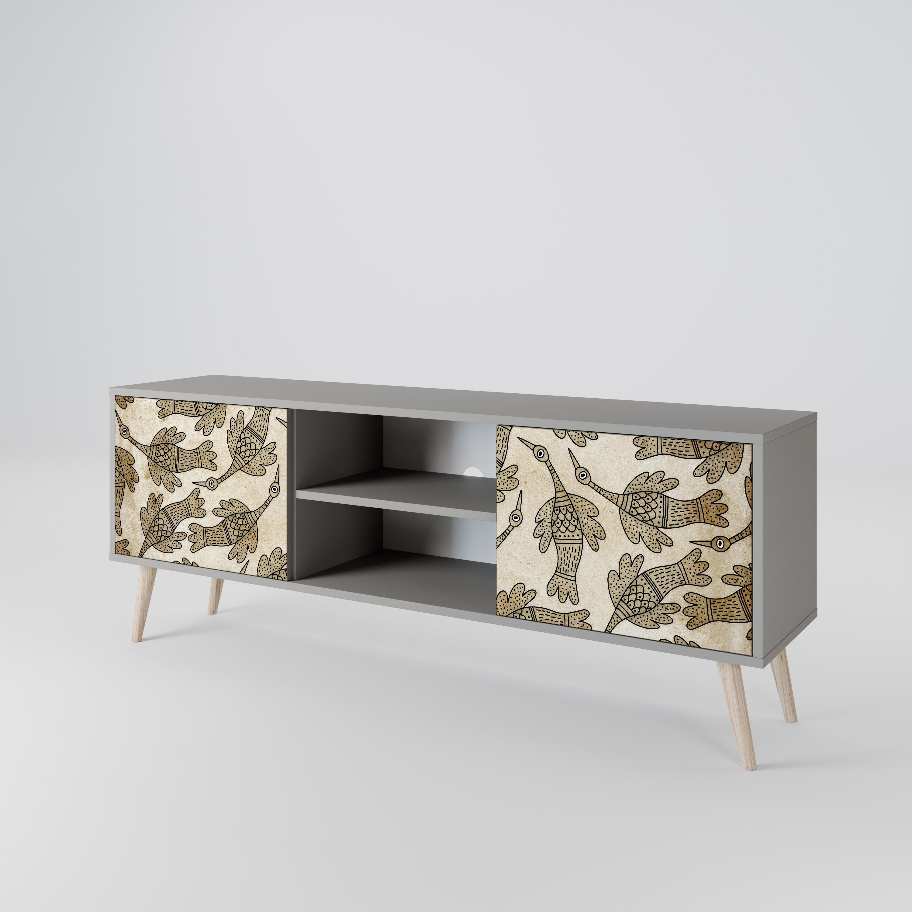 ALMONDINE SONGBIRD 2-Door TV Stand in Grey Finish