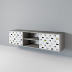 CATS COMPILATION 2-Door TV Stand in Grey Finish