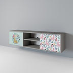 COLORFUL ALPACAS 2-Door TV Stand in Grey Finish