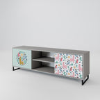 COLORFUL ALPACAS 2-Door TV Stand in Grey Finish