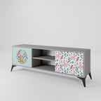 COLORFUL ALPACAS 2-Door TV Stand in Grey Finish