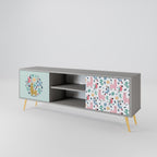 COLORFUL ALPACAS 2-Door TV Stand in Grey Finish