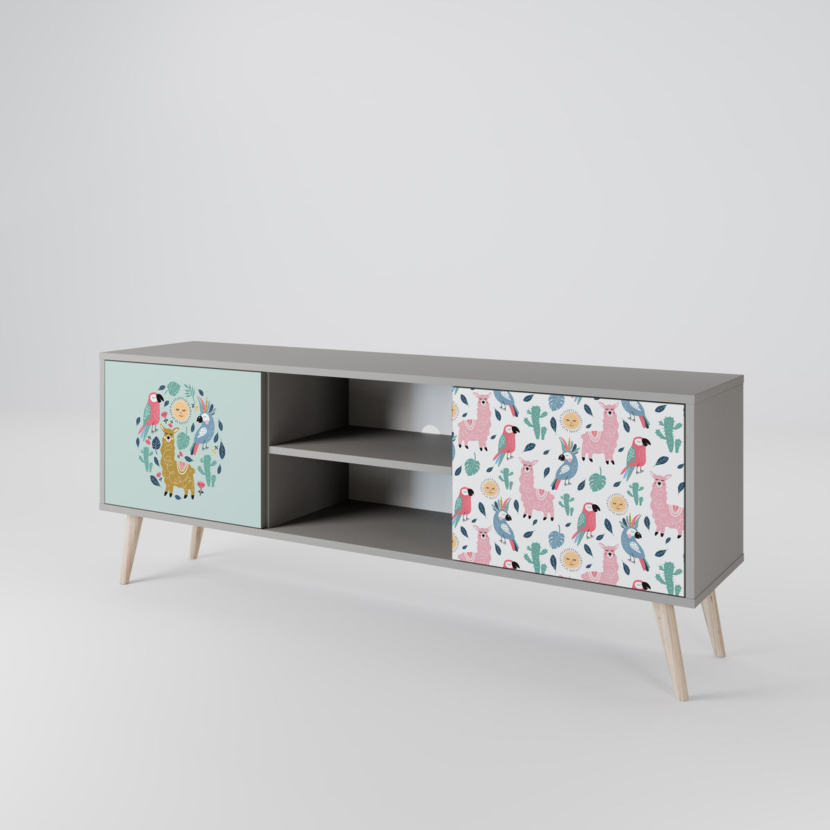 COLORFUL ALPACAS 2-Door TV Cabinet