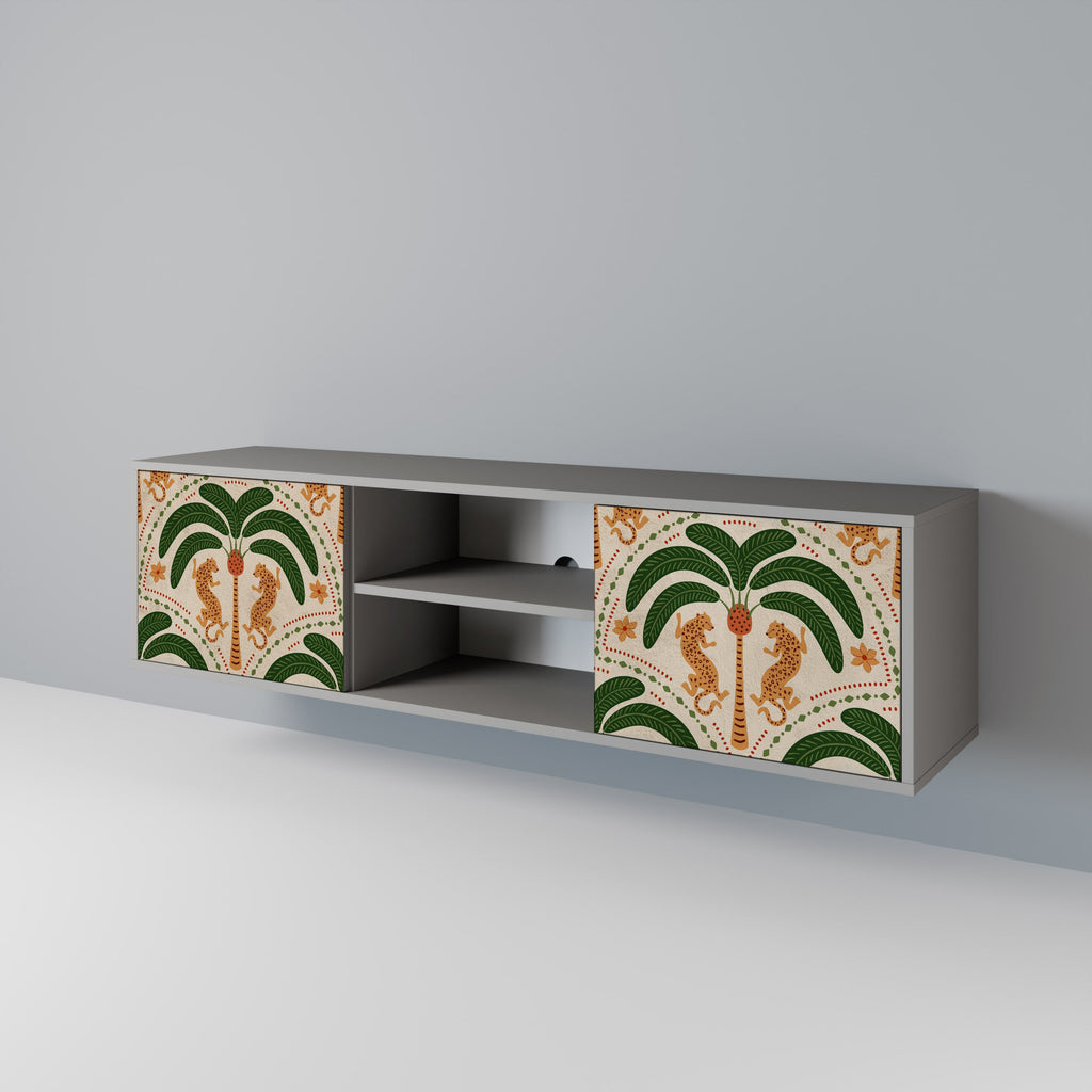 DANCING PREDATORS 2-Door TV Stand in Grey Finish