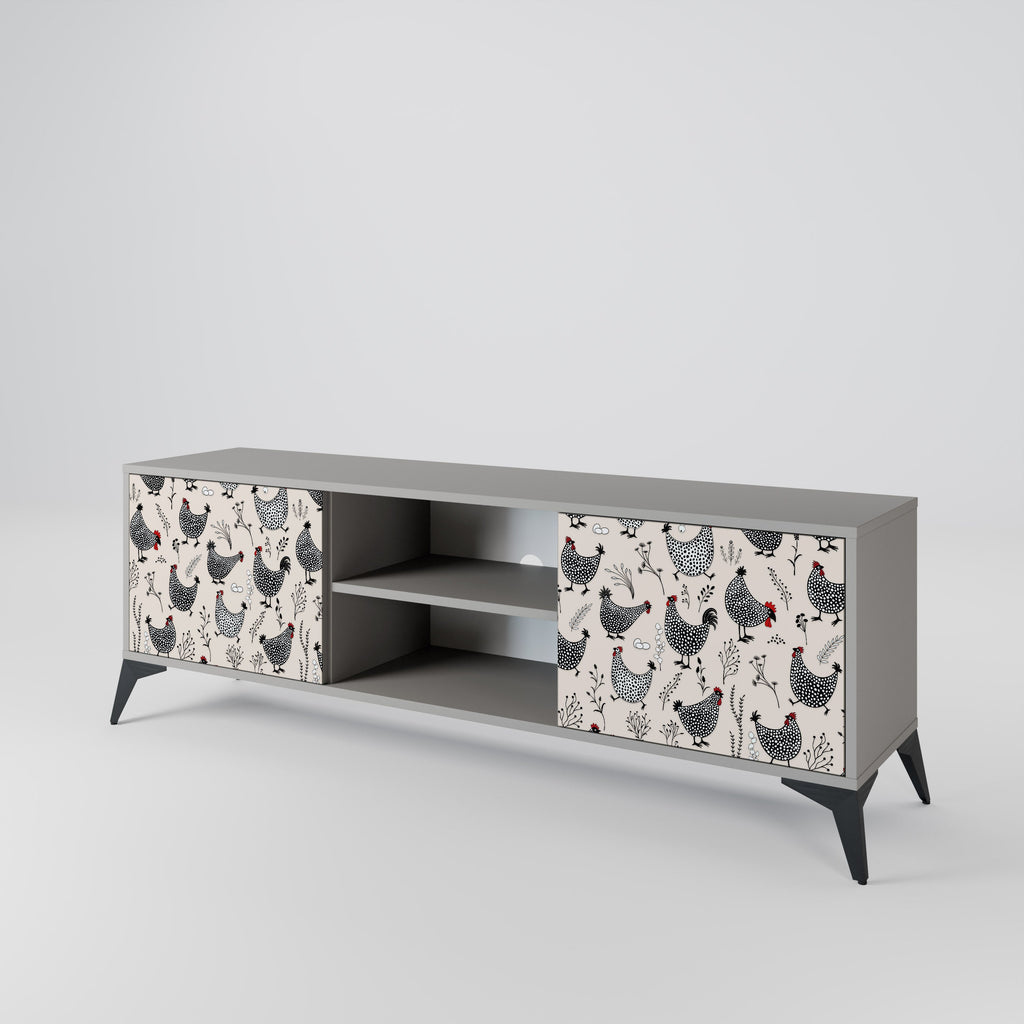 HAPPY HENS 2-Door TV Stand in Grey Finish