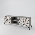 HAPPY HENS 2-Door TV Stand in Grey Finish