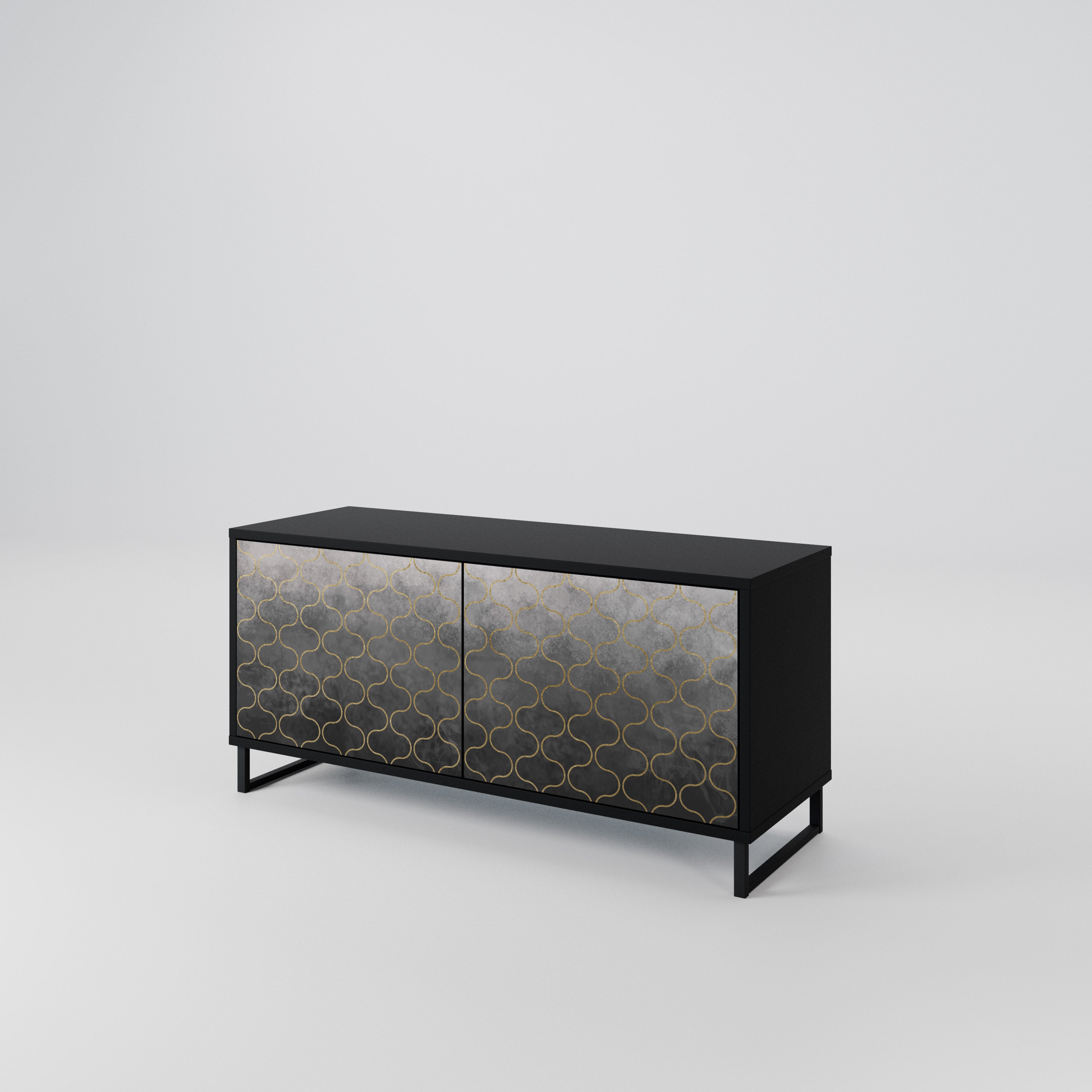 TESSELATED GRAYISH Compact 2-Door TV Cabinet