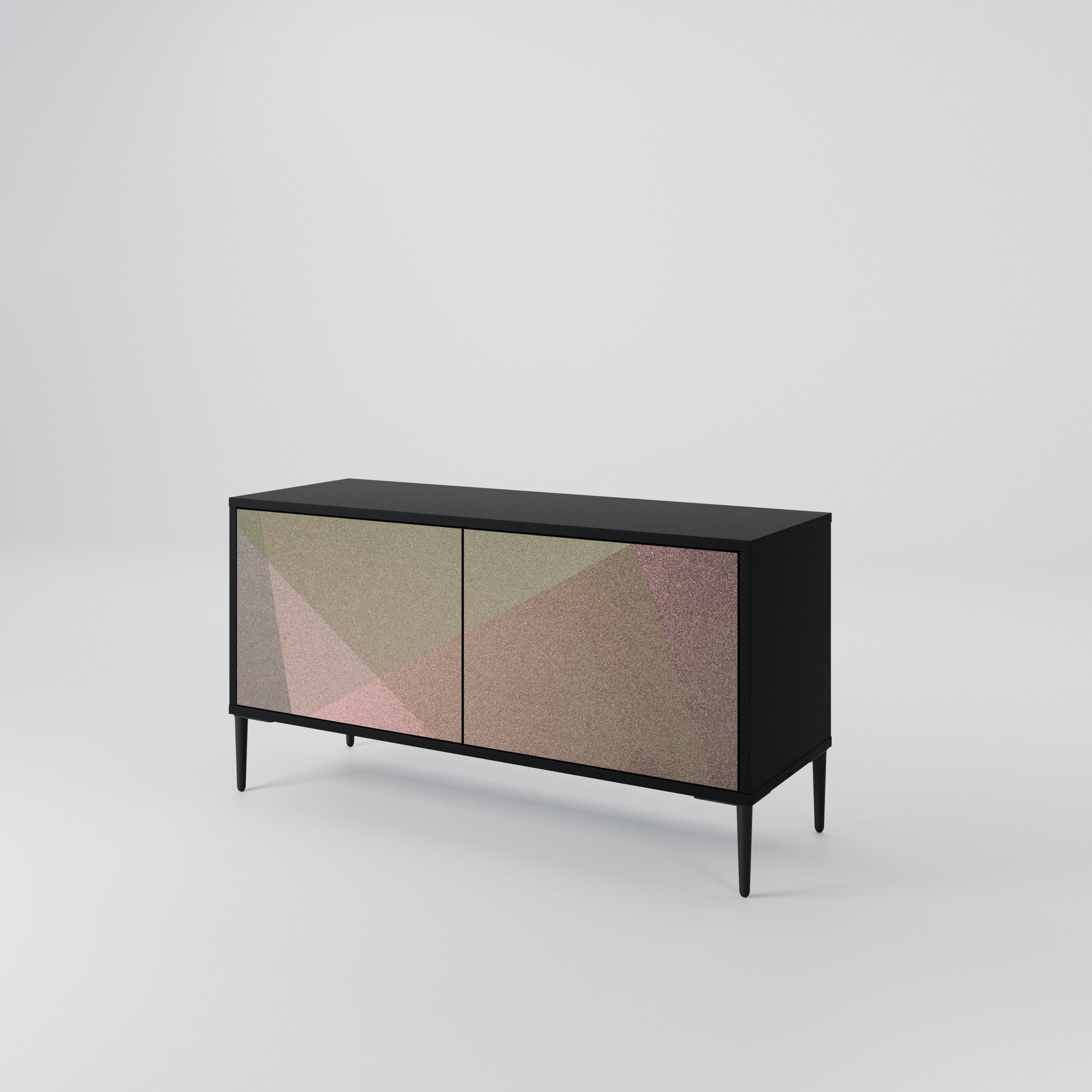 BEIGE GEOMETRY Compact 2-Door TV Cabinet