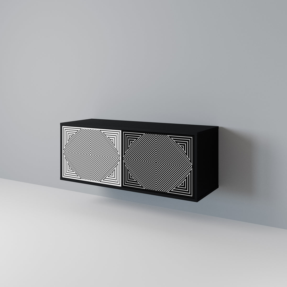 POLYGON ILLUSION Kompaktes 2-türiges TV-Lowboard