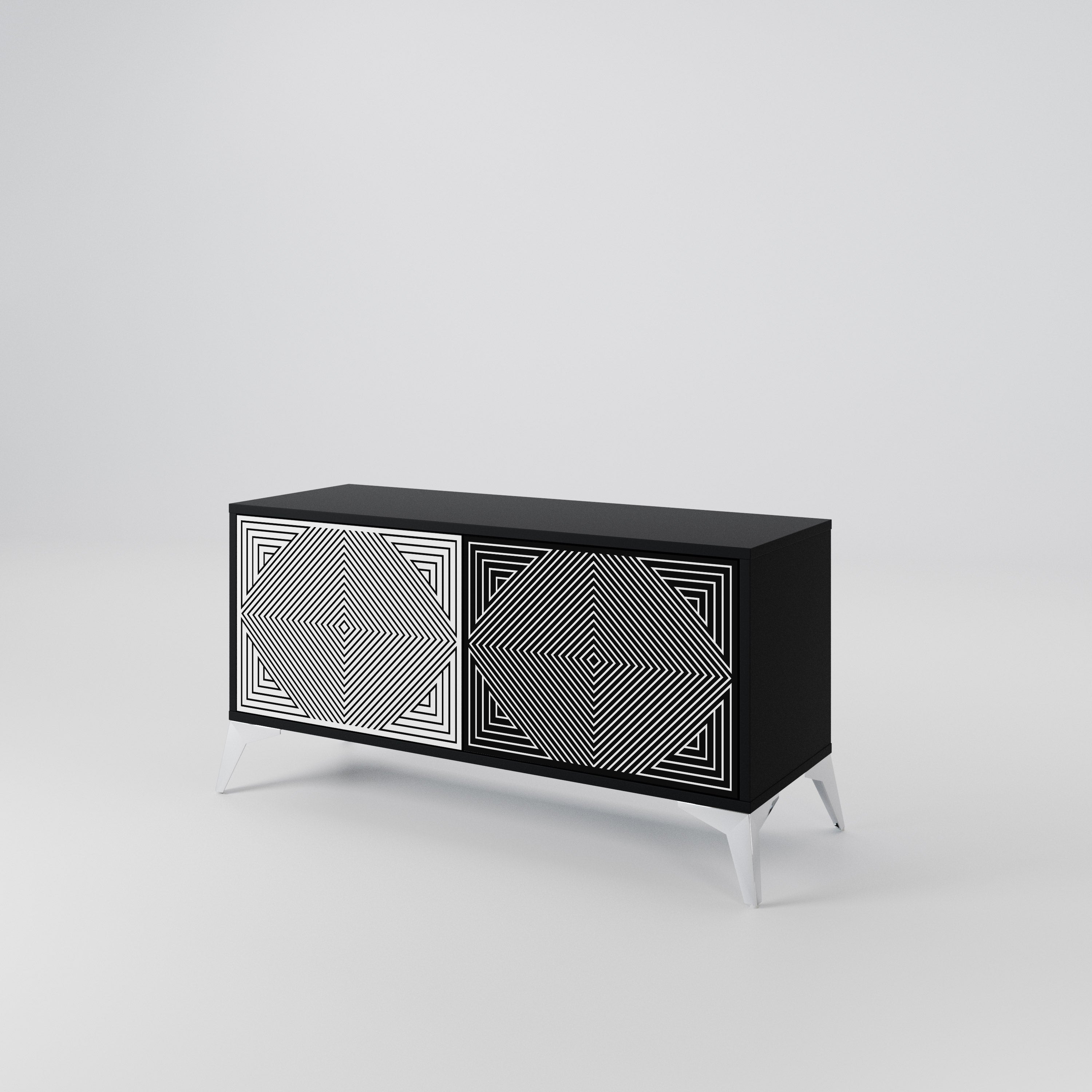 POLYGON ILLUSION Compact 2-Door TV Cabinet
