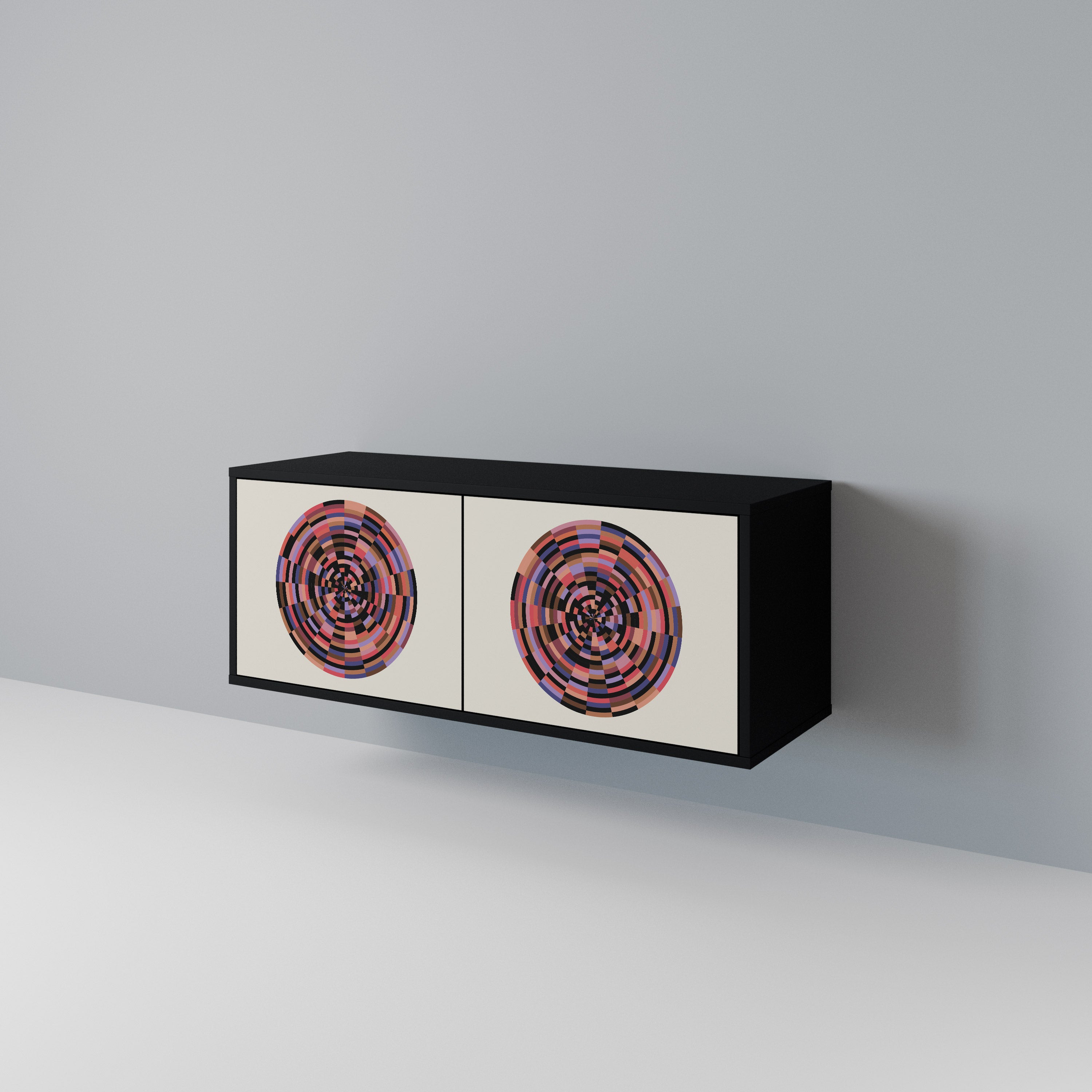 BROWN CIRCLES Compact 2-Door TV Cabinet