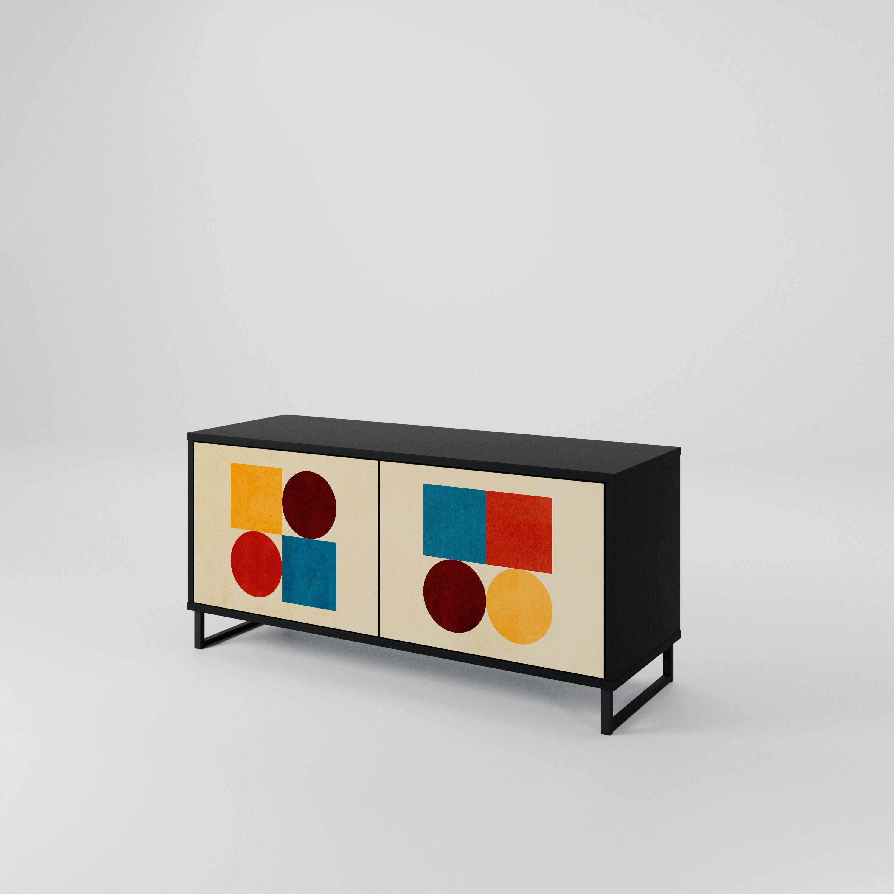 GEOMETRIC PUZZLE Compact 2-Door TV Cabinet