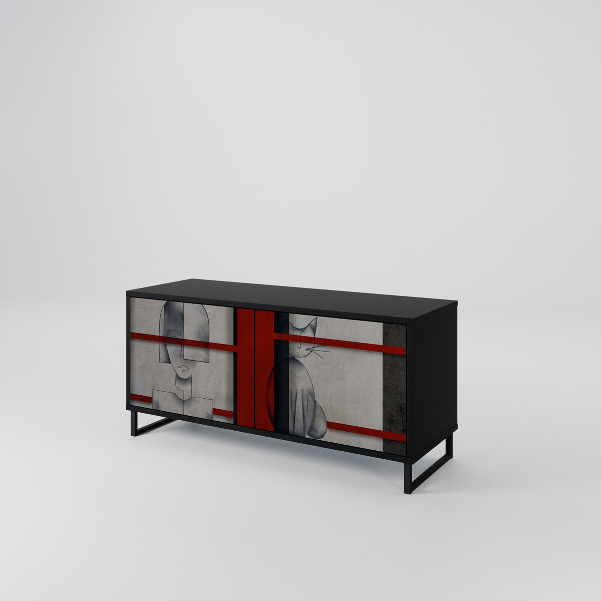 GRAY FIGURES Compact 2-Door TV Cabinet