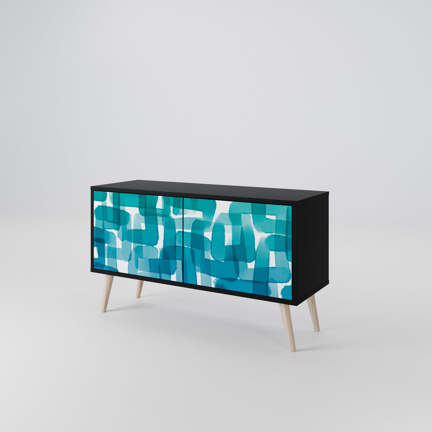 TURQUOISE RECTANGLES Kompaktes 2-türiges TV-Lowboard