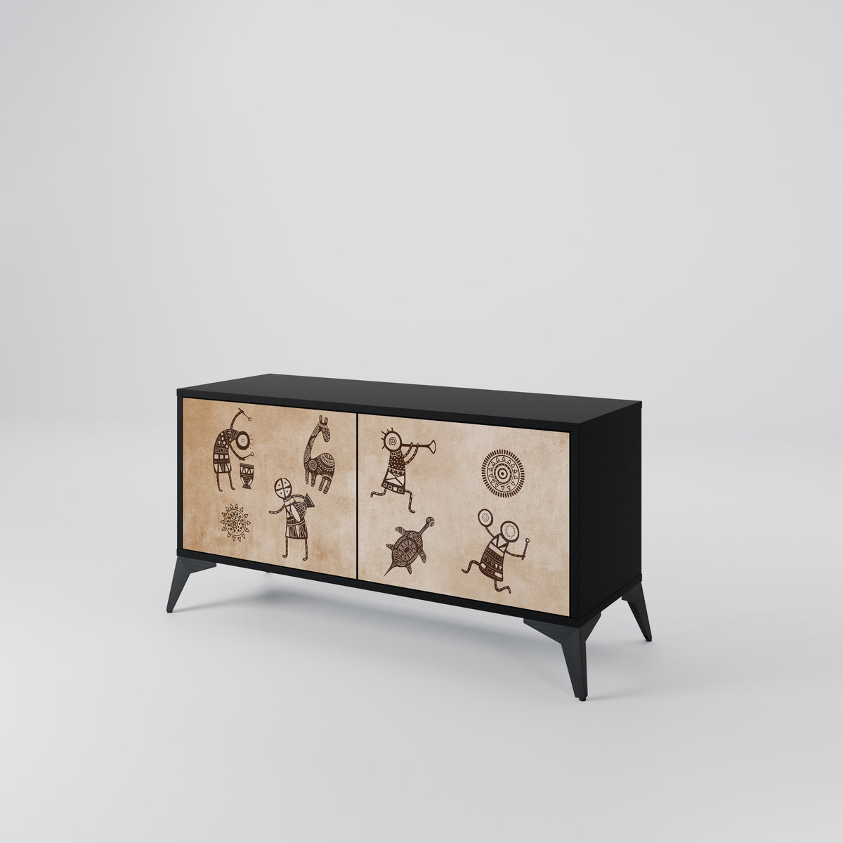 AFRICAN STYLE Compact 2-Door TV Cabinet