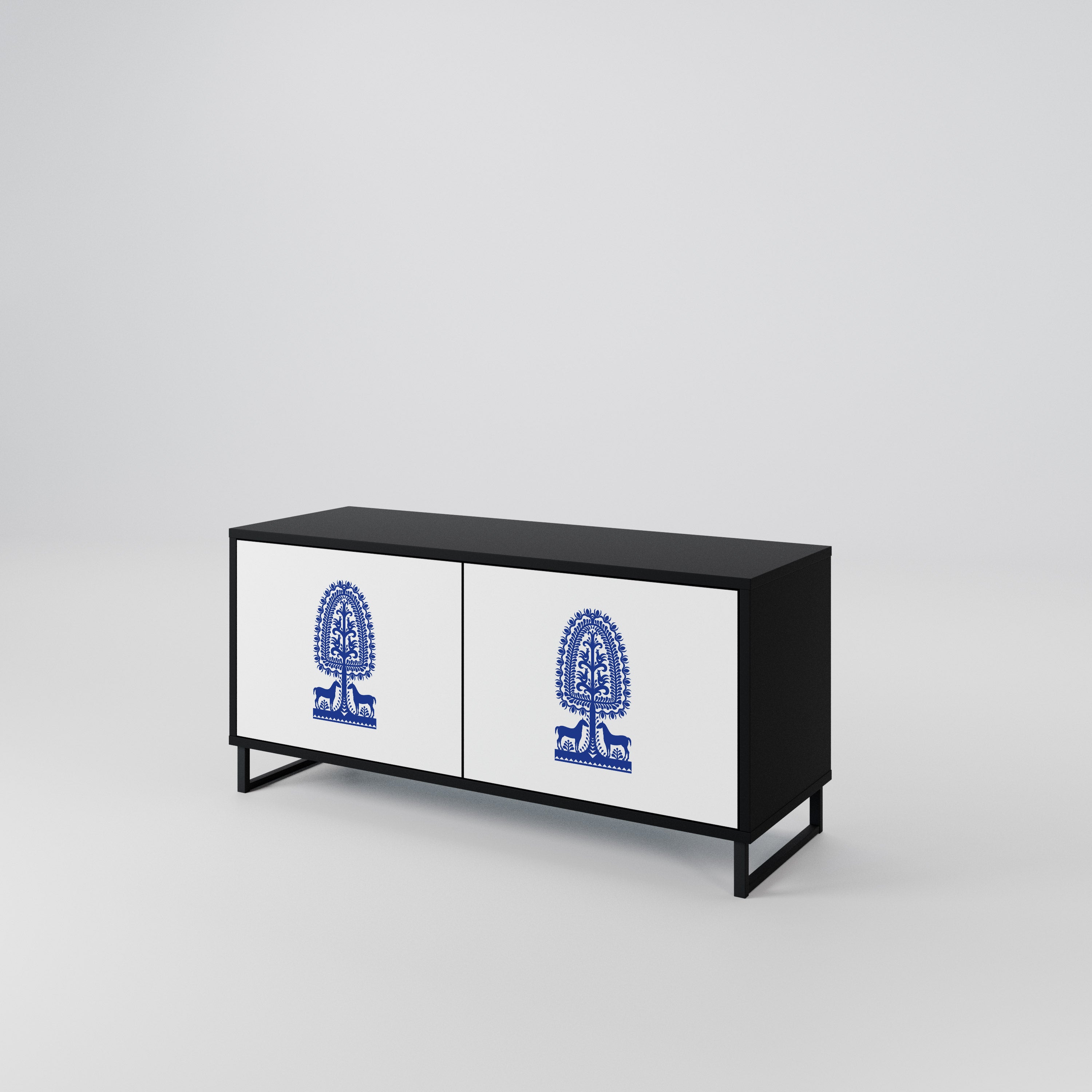 POLISH FOLK ART Compact 2-Door TV Cabinet