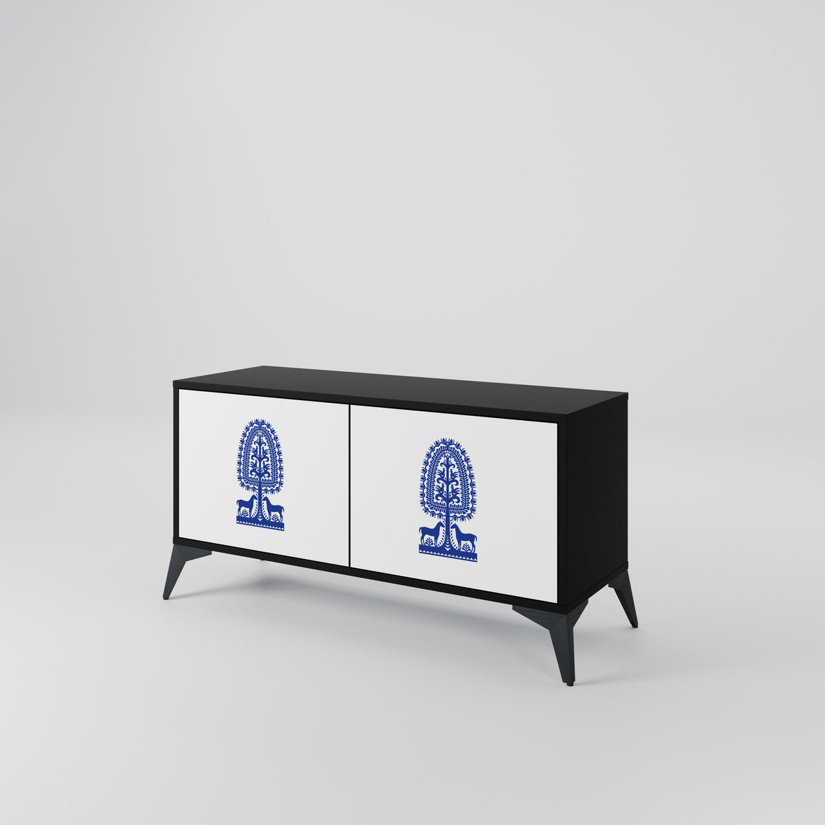 POLISH FOLK ART Compact 2-Door TV Cabinet