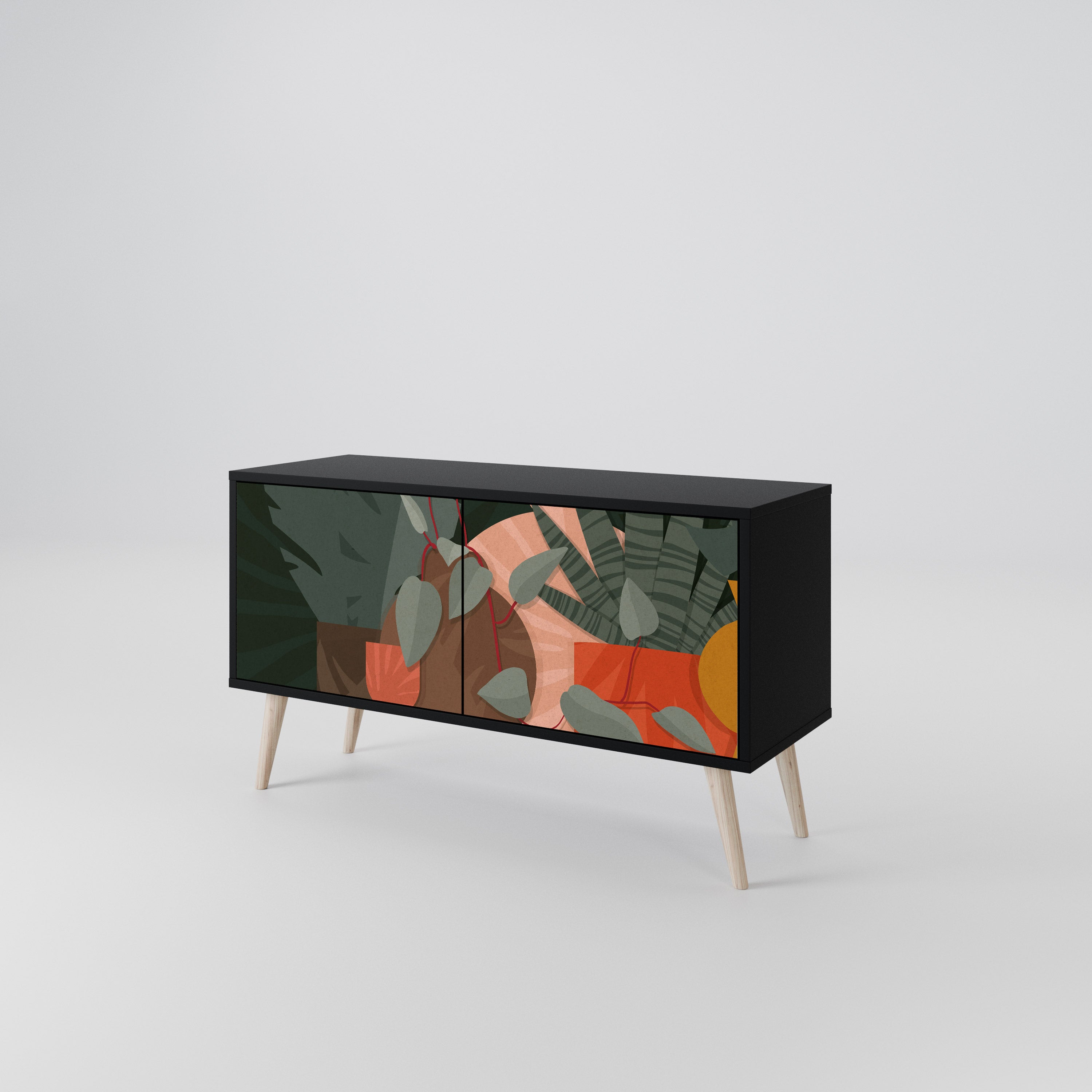 TROPICAL COMPOSITION Compact 2-Door TV Cabinet