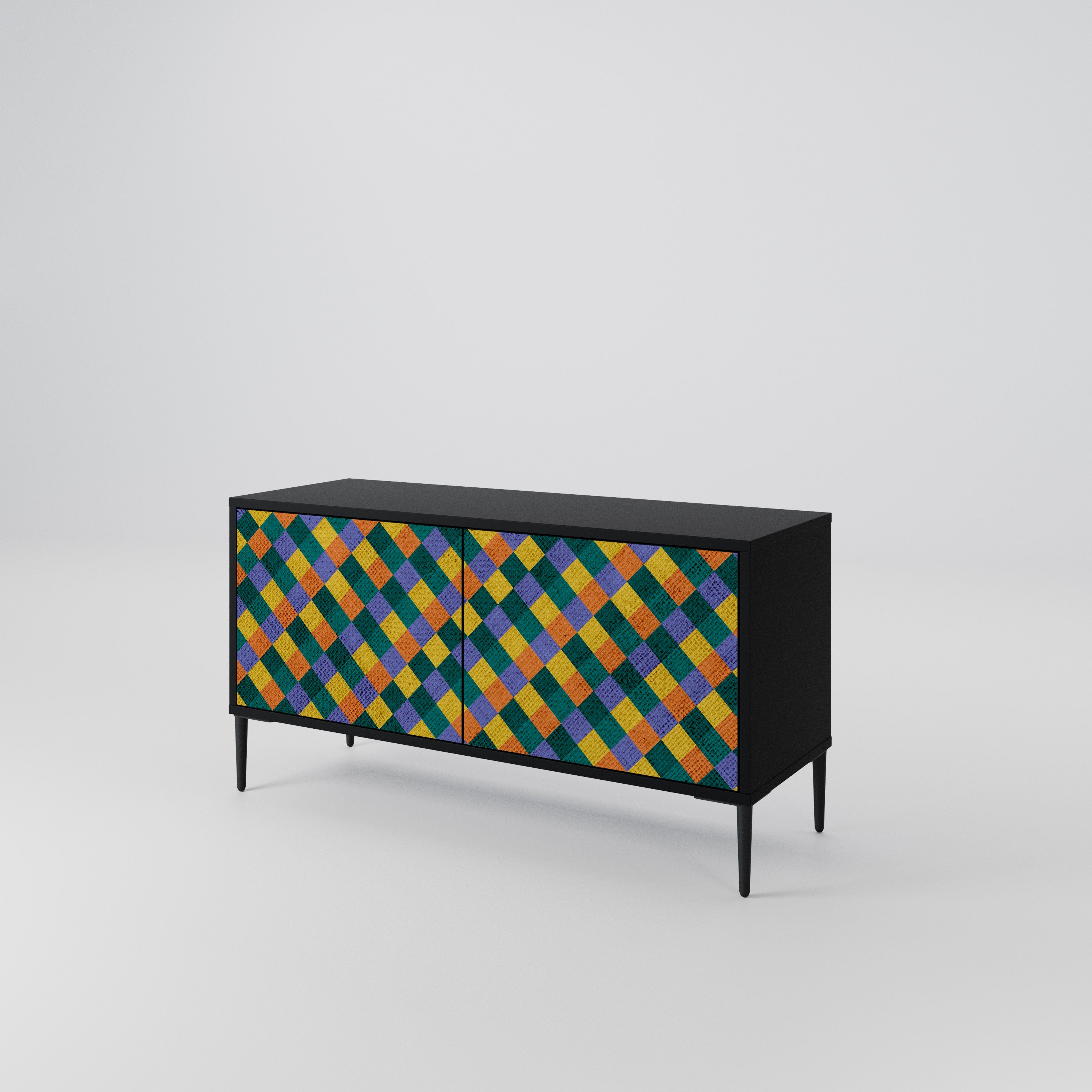 PAINTED SQUARES MIX Compact 2-Door TV Cabinet