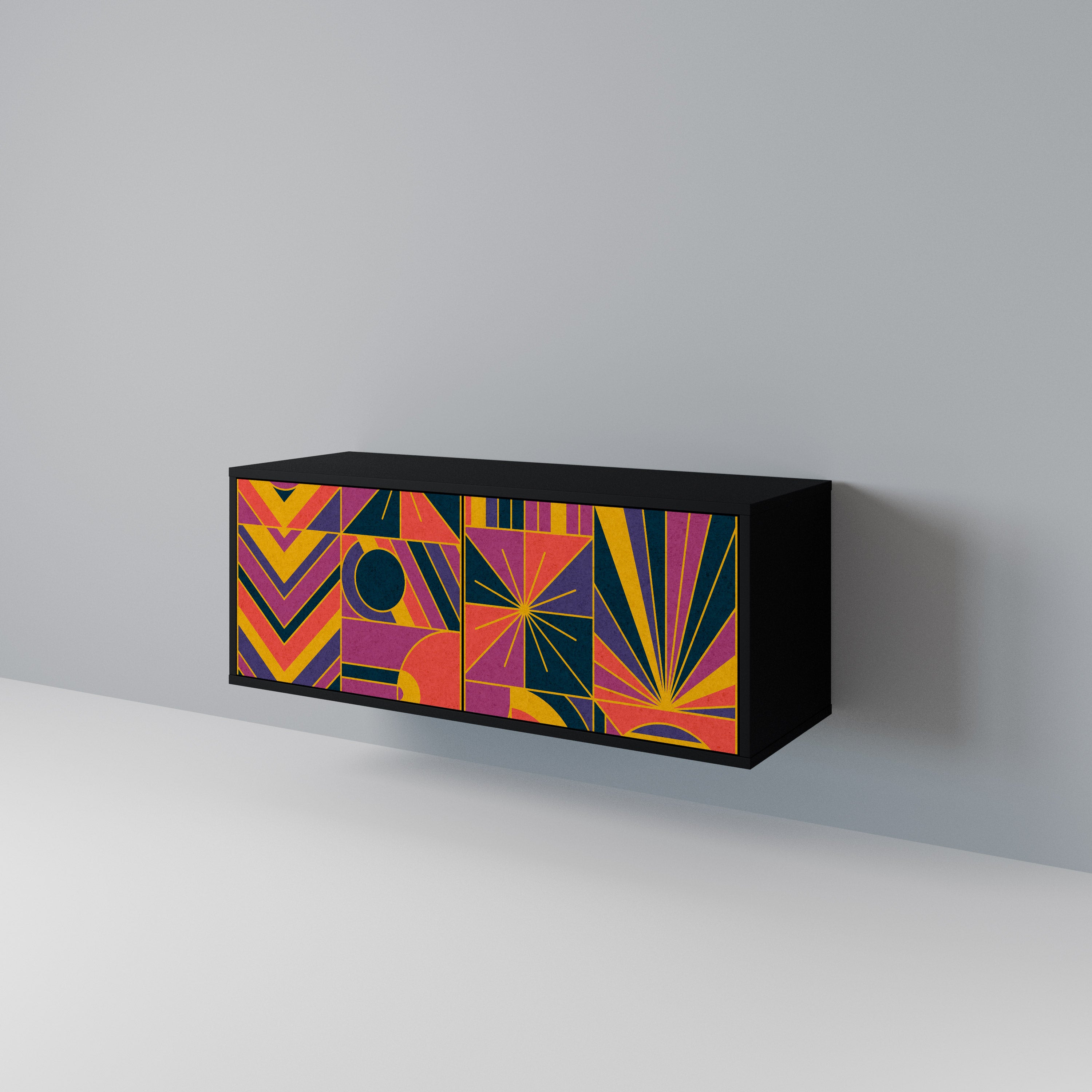 ELECTRIC PATTERNS Compact 2-Door TV Cabinet