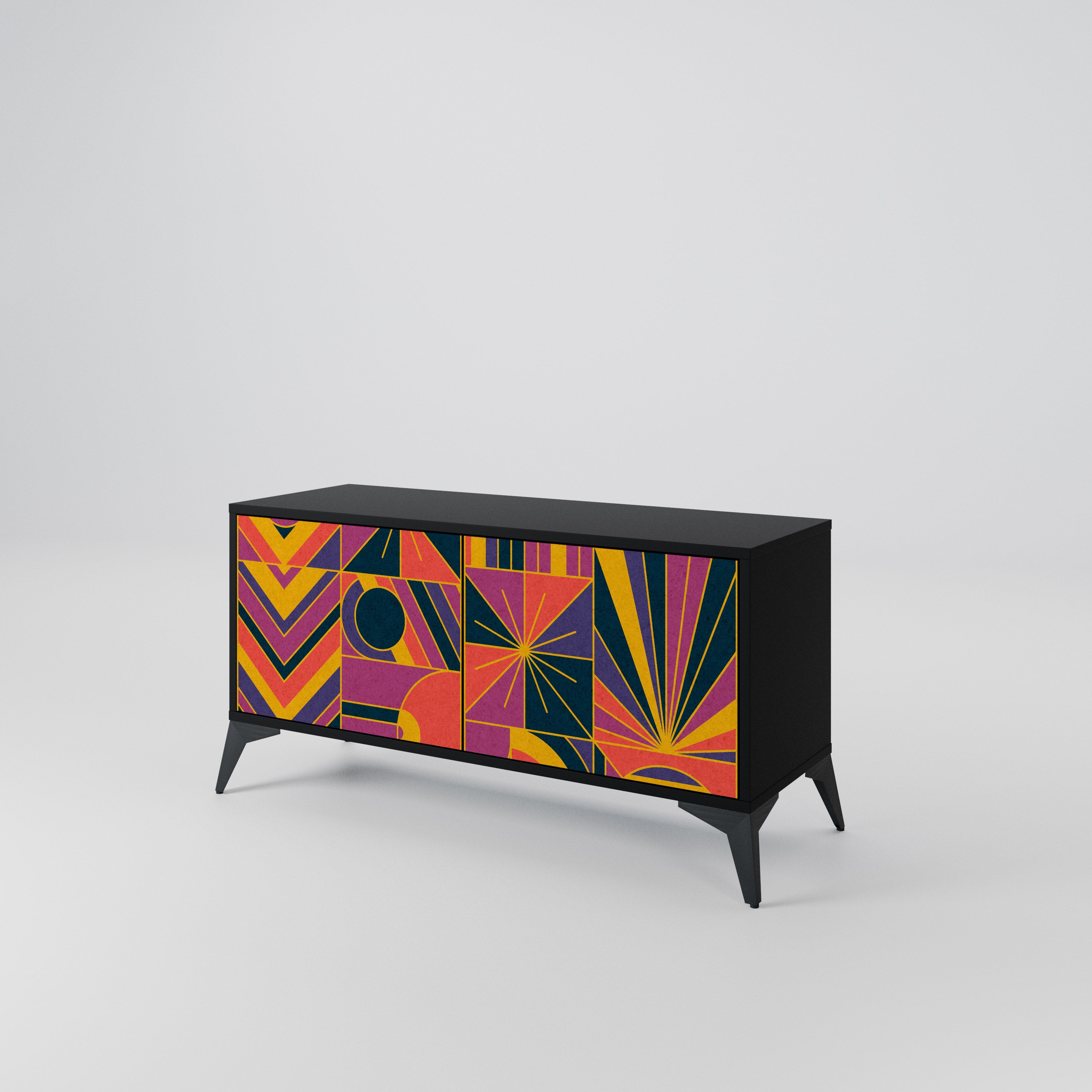 ELECTRIC PATTERNS Compact 2-Door TV Cabinet
