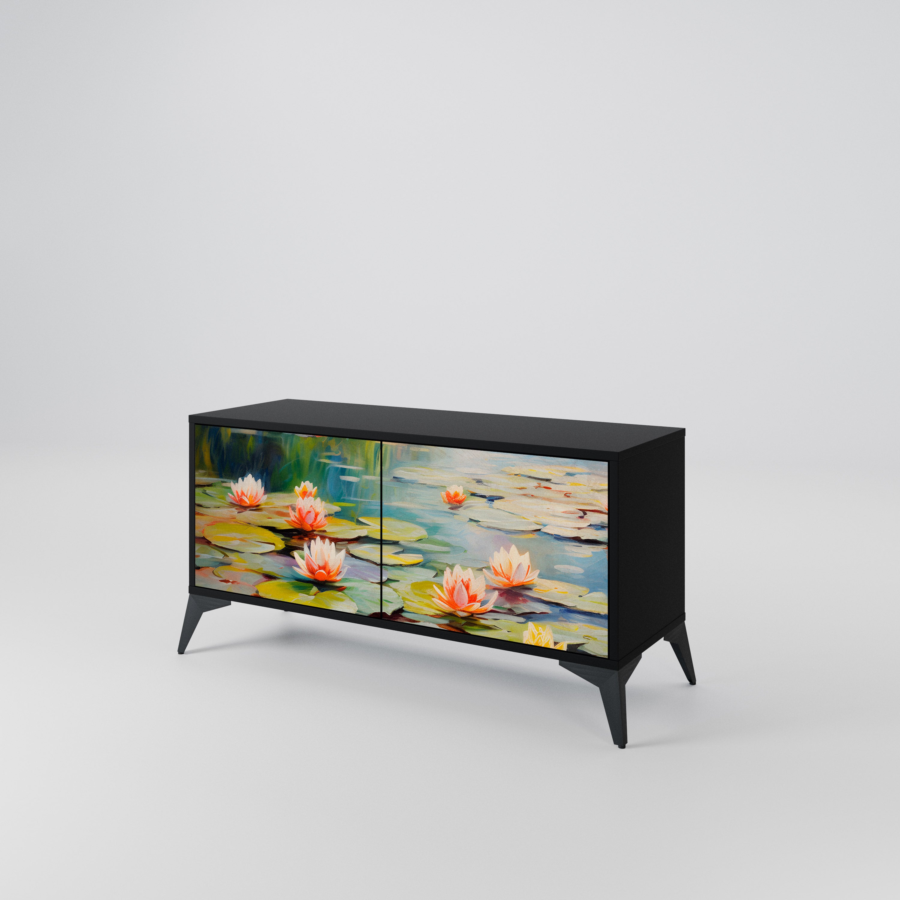 BLOOMING WATERS Compact 2-Door TV Cabinet