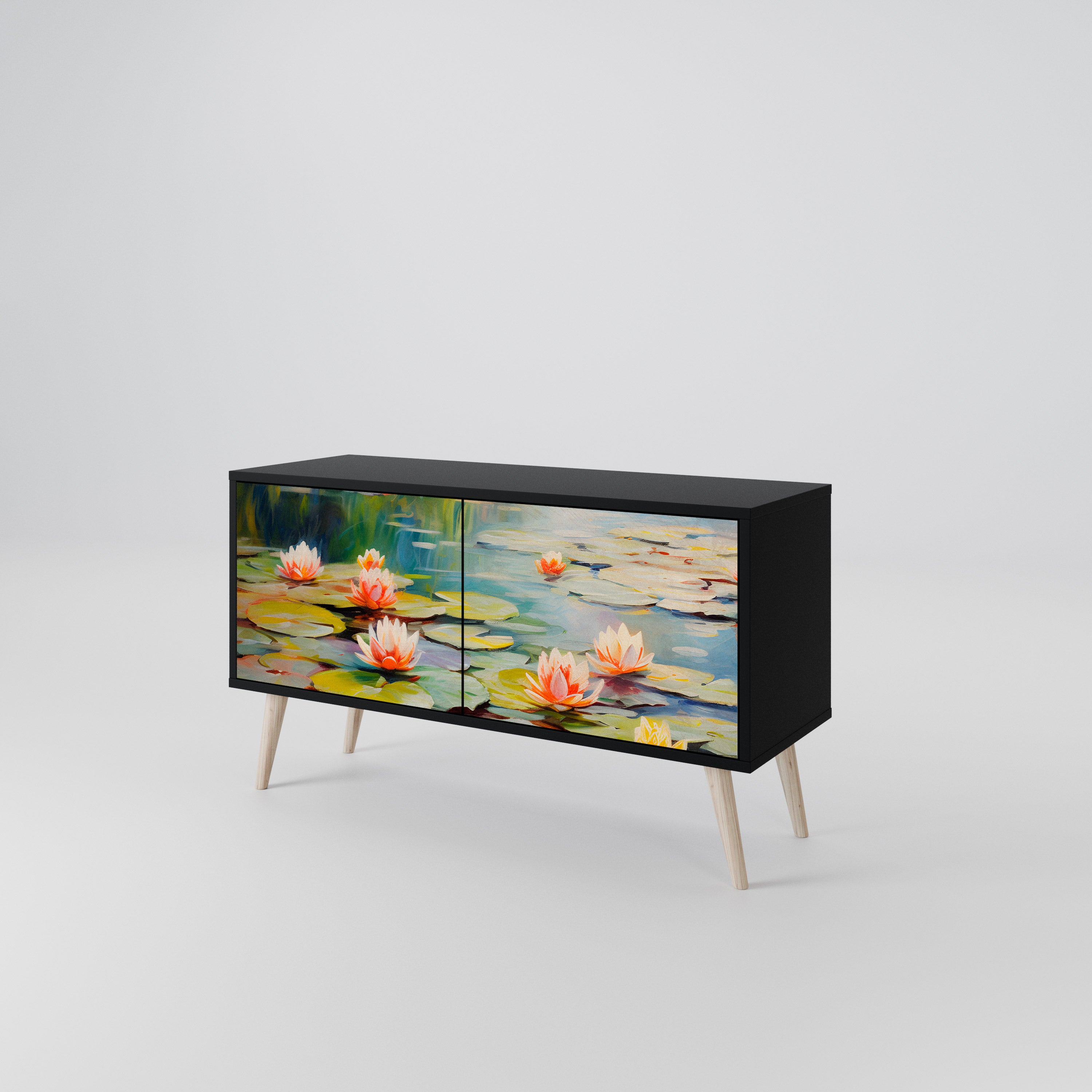 BLOOMING WATERS Compact 2-Door TV Cabinet