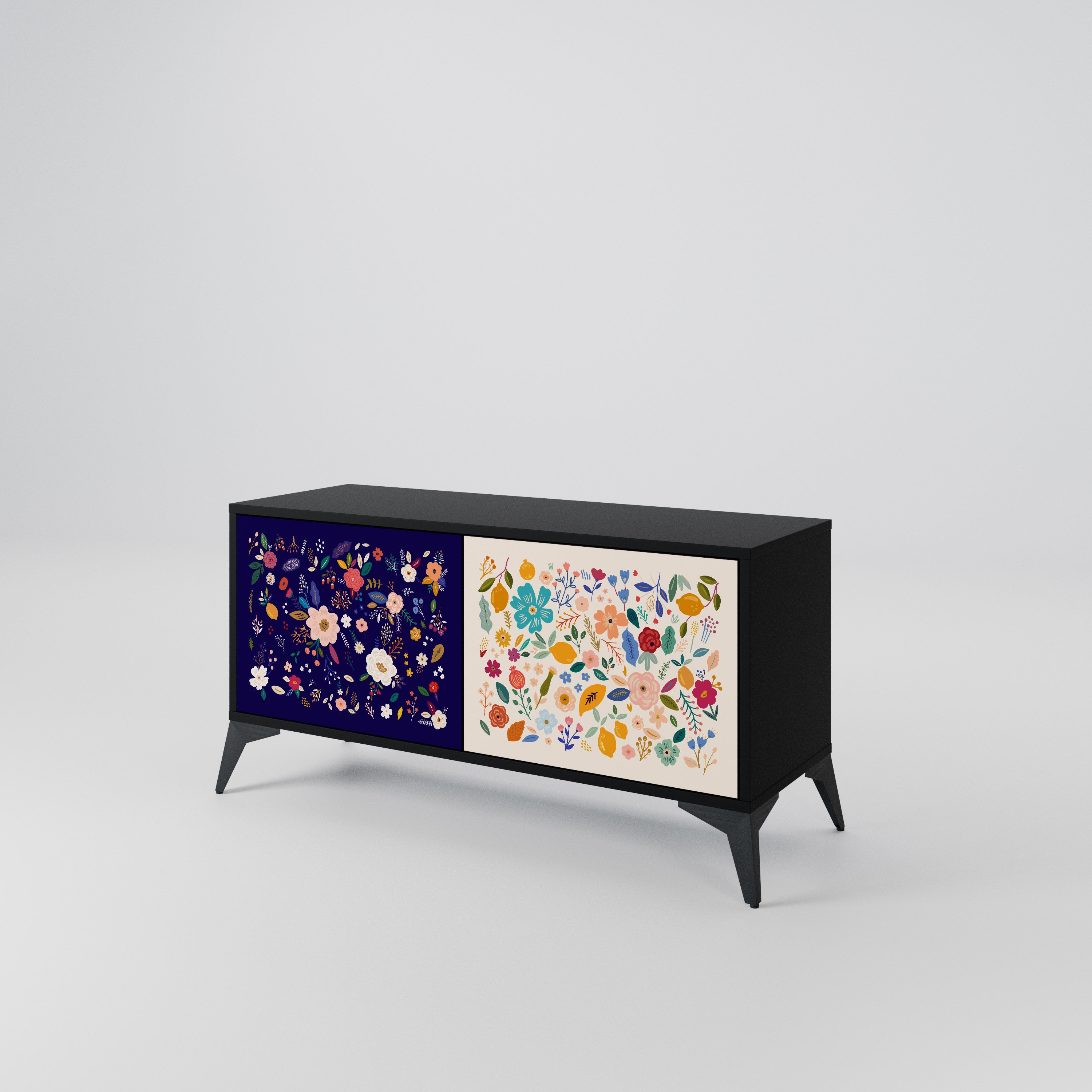 FLORAL COMBINATION Compact 2-Door TV Cabinet