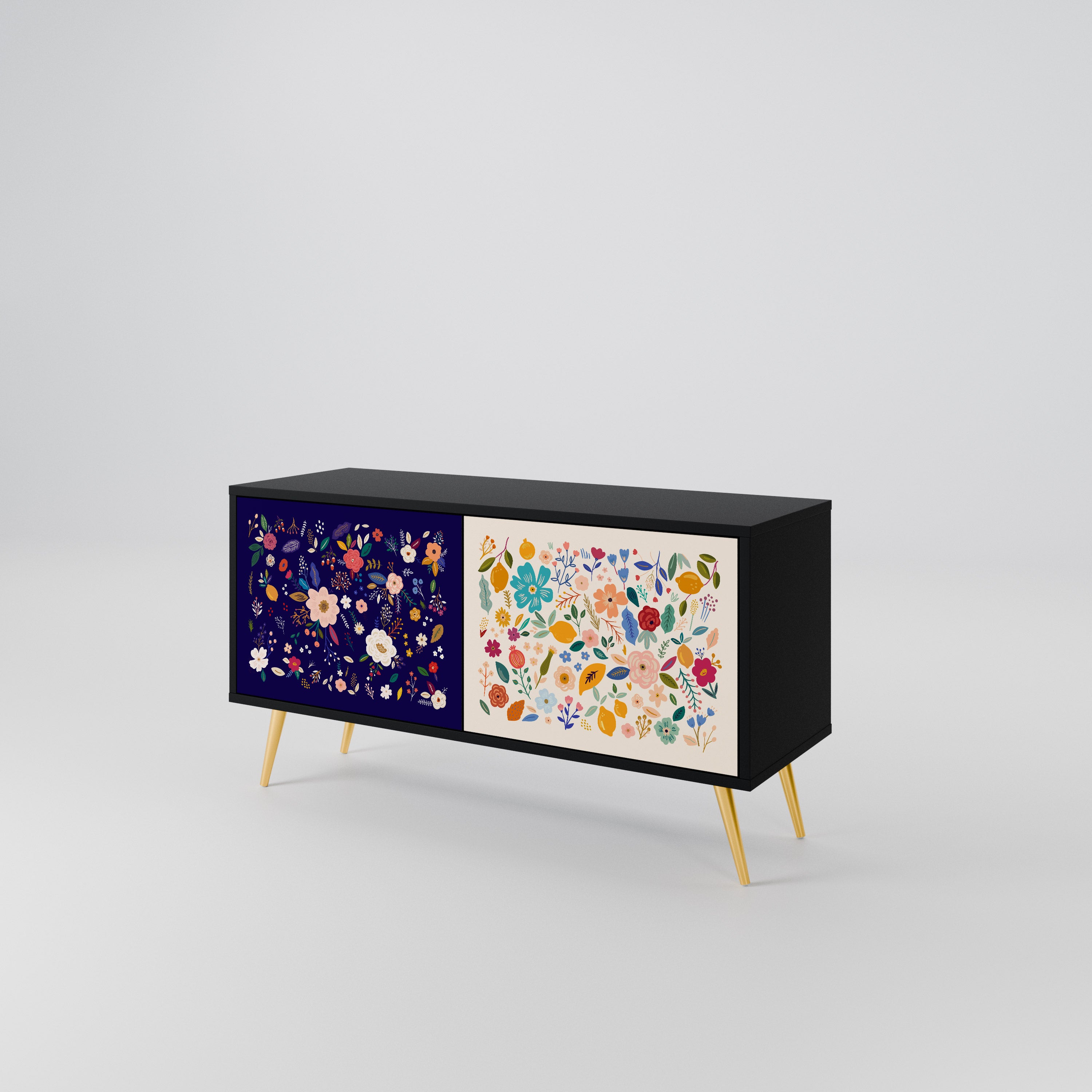 FLORAL COMBINATION Compact 2-Door TV Cabinet