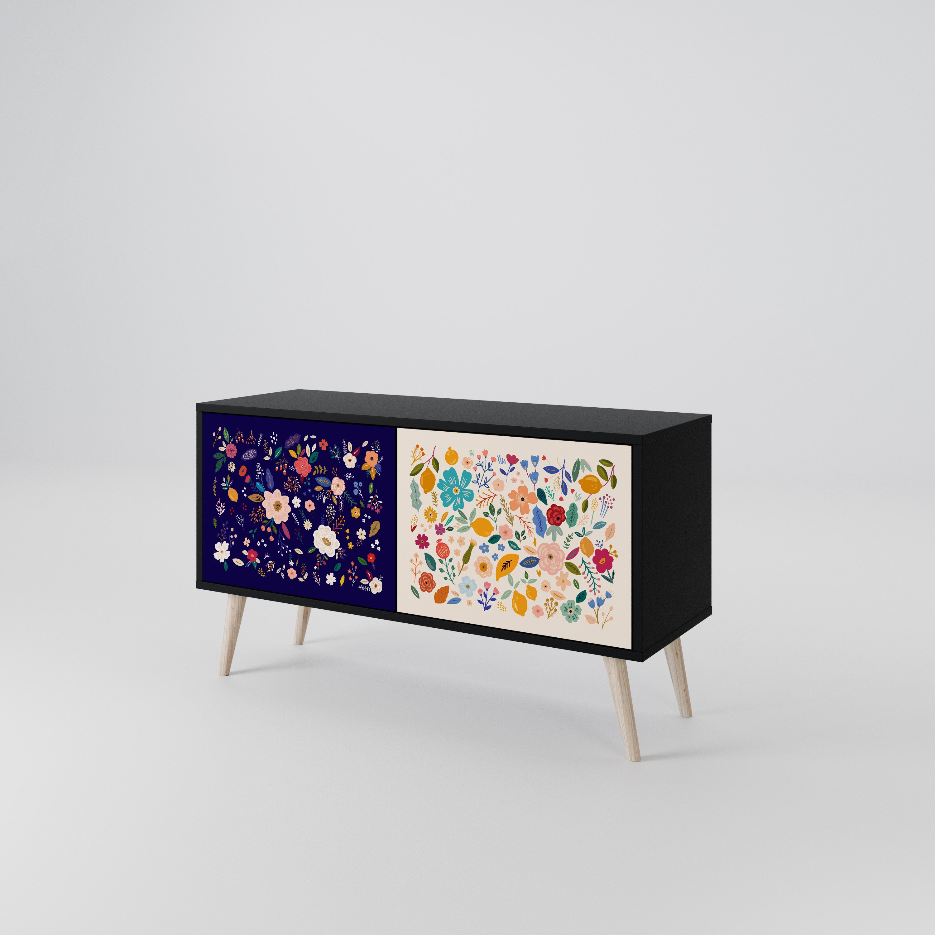 FLORAL COMBINATION Compact 2-Door TV Cabinet